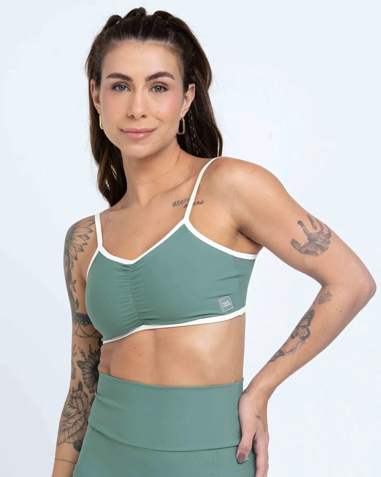 Top Fitness Fresh Duo Verde Eucalipto com Off White