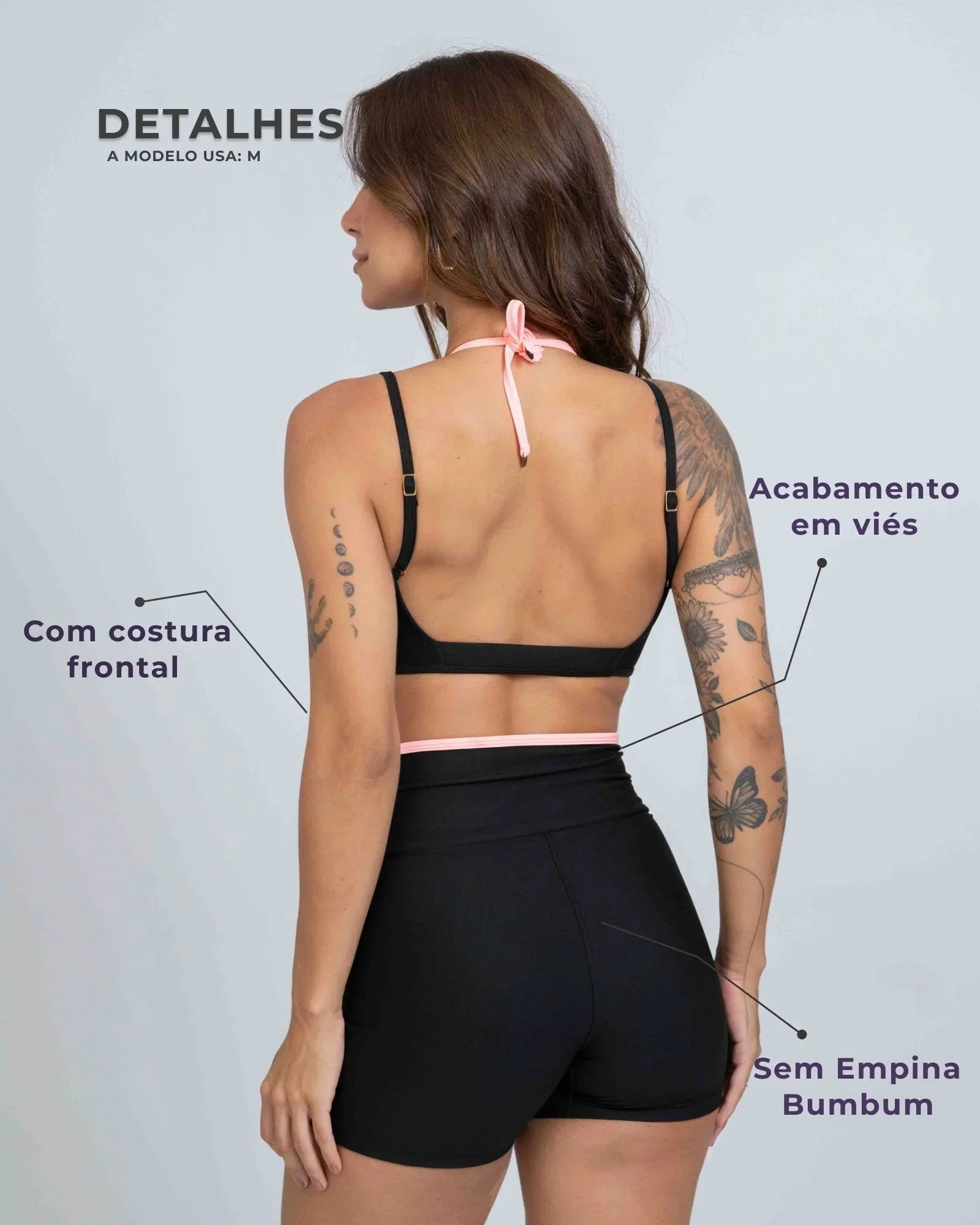 Short Fitness Line Super Black com Coral
