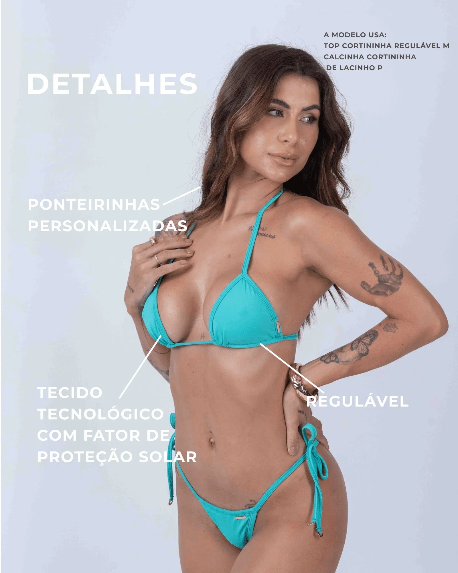 Top Cortininha de Lacinho Verde Piscina