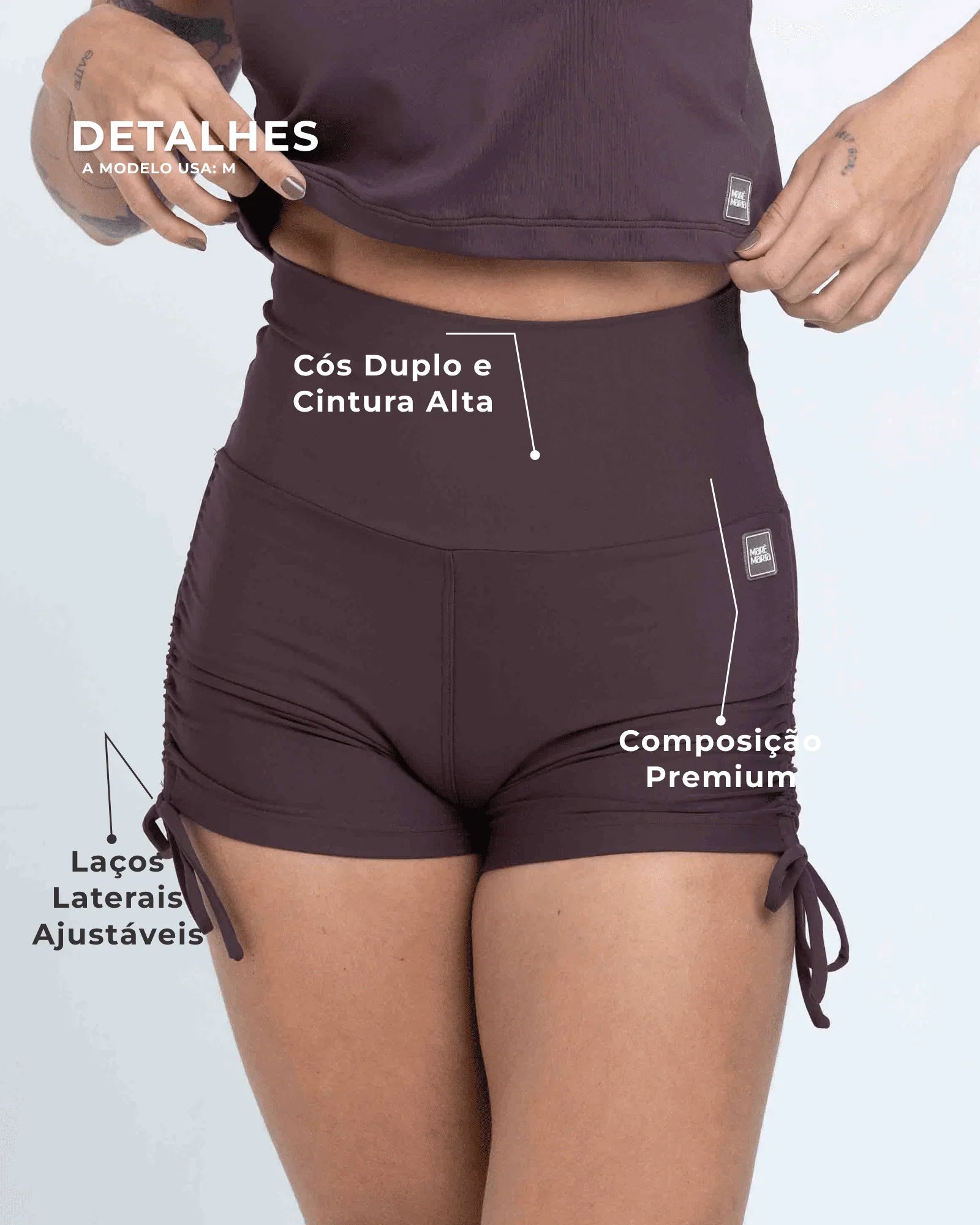 Short fitness Smile Marrom Ébano com empina