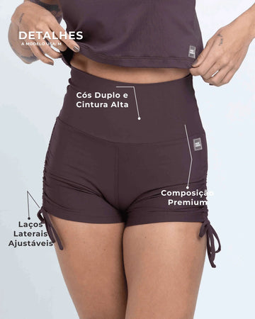 Short fitness Smile Marrom Ébano com empina