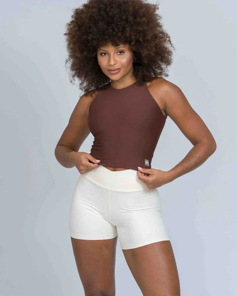 Blusa Fitness casual Charlote Chocolate Dark compressão