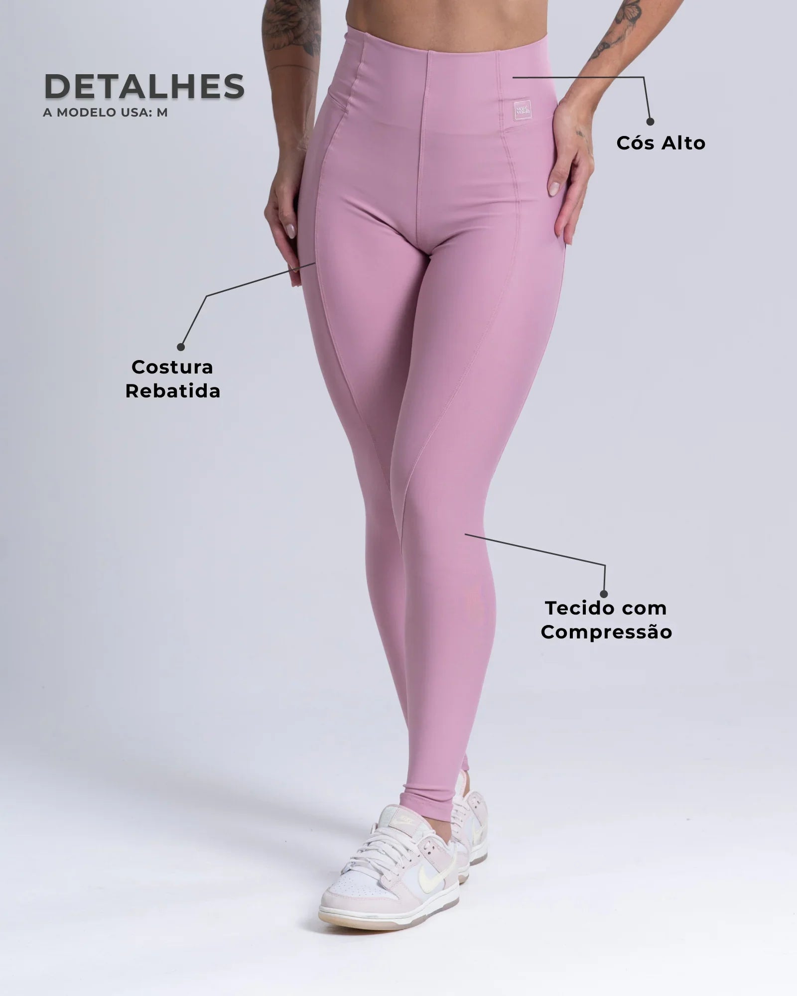 Calça Legging Fitness Classic Rosa Glam com compressão