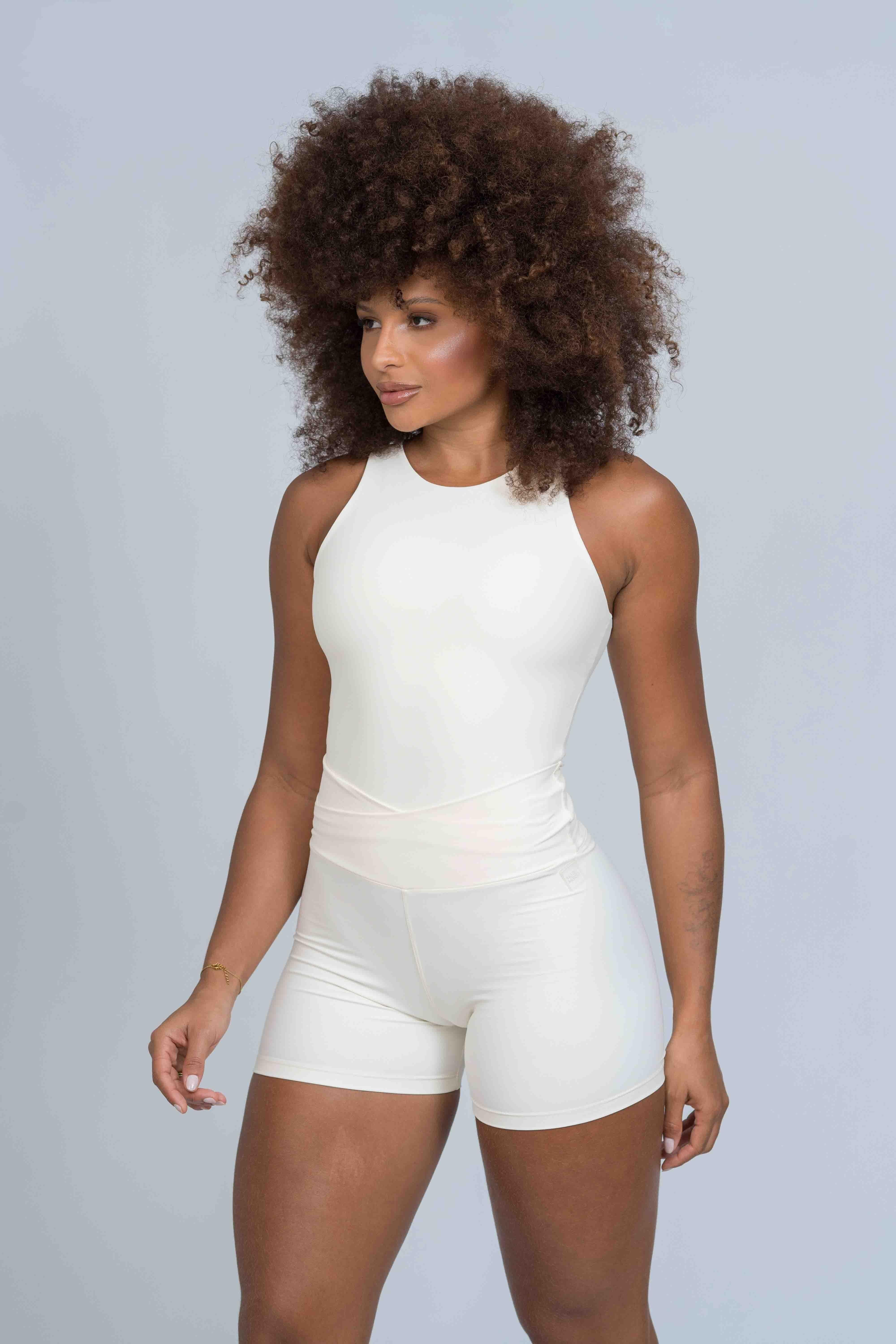 Blusa Fitness Casual Charlote Off White compressão