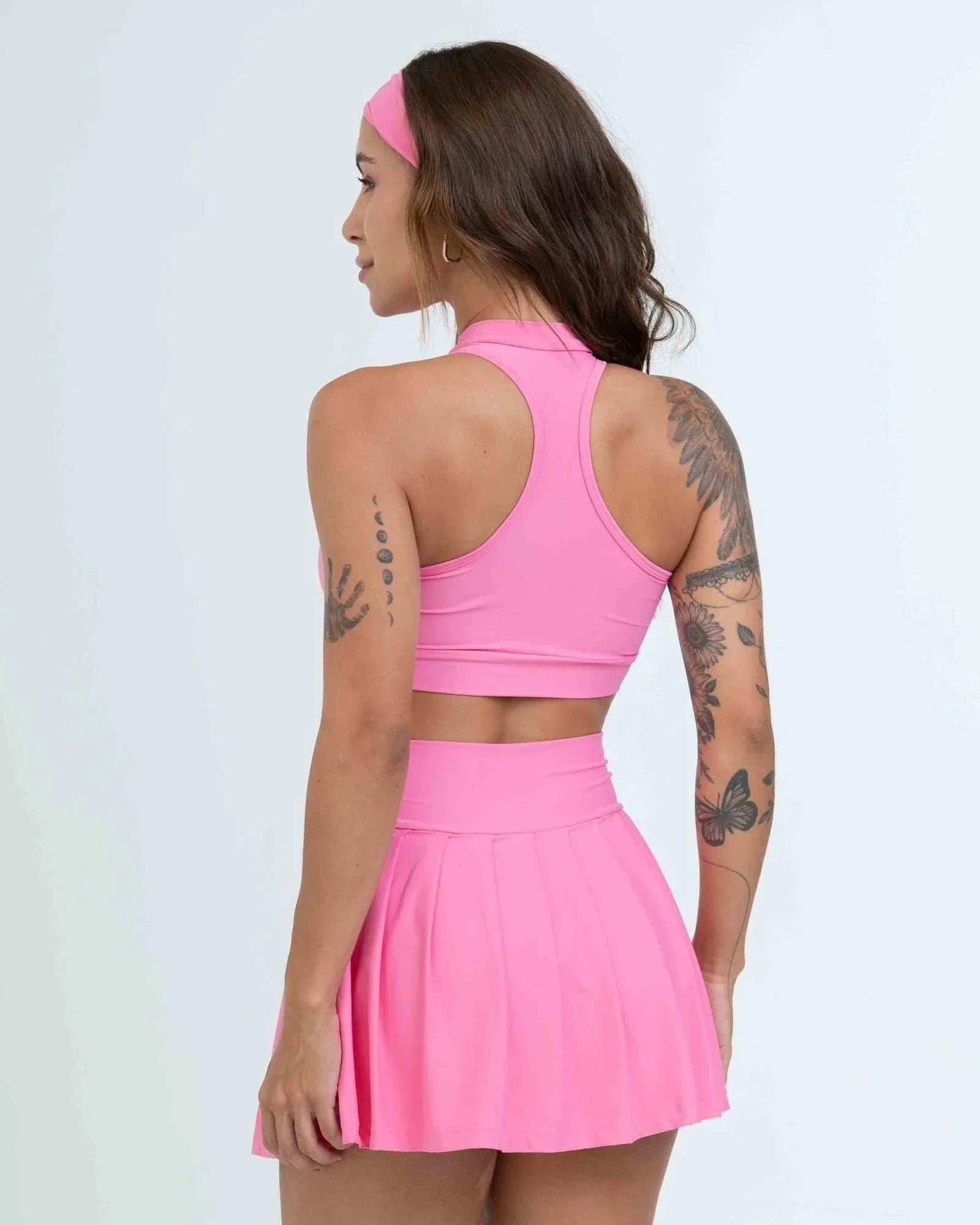 Short Saia Fitness Plissada Rosa Malibu