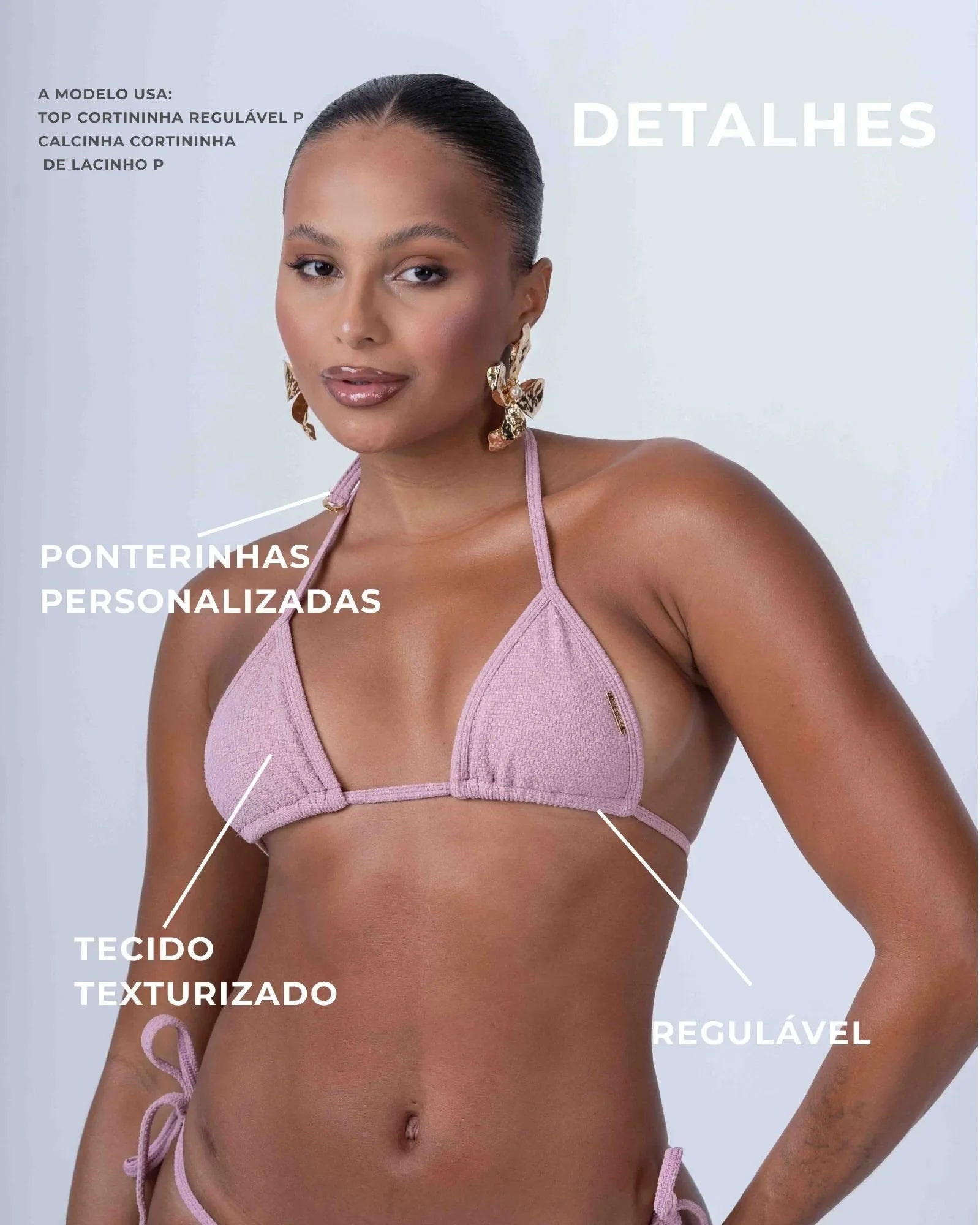 Top Cortininha de Lacinho Rosa Glam