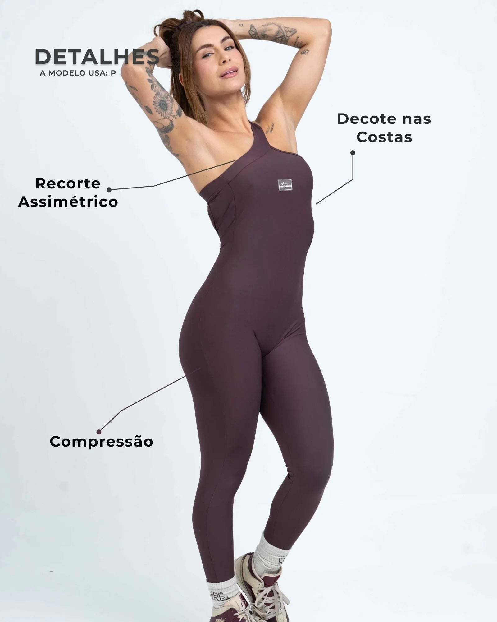 Macacão Fitness Vivi Marrom Ébano