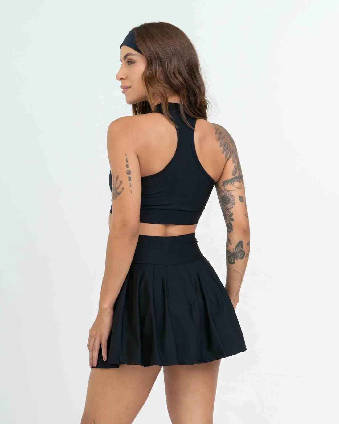 Short Saia Fitness Plissada Super Black