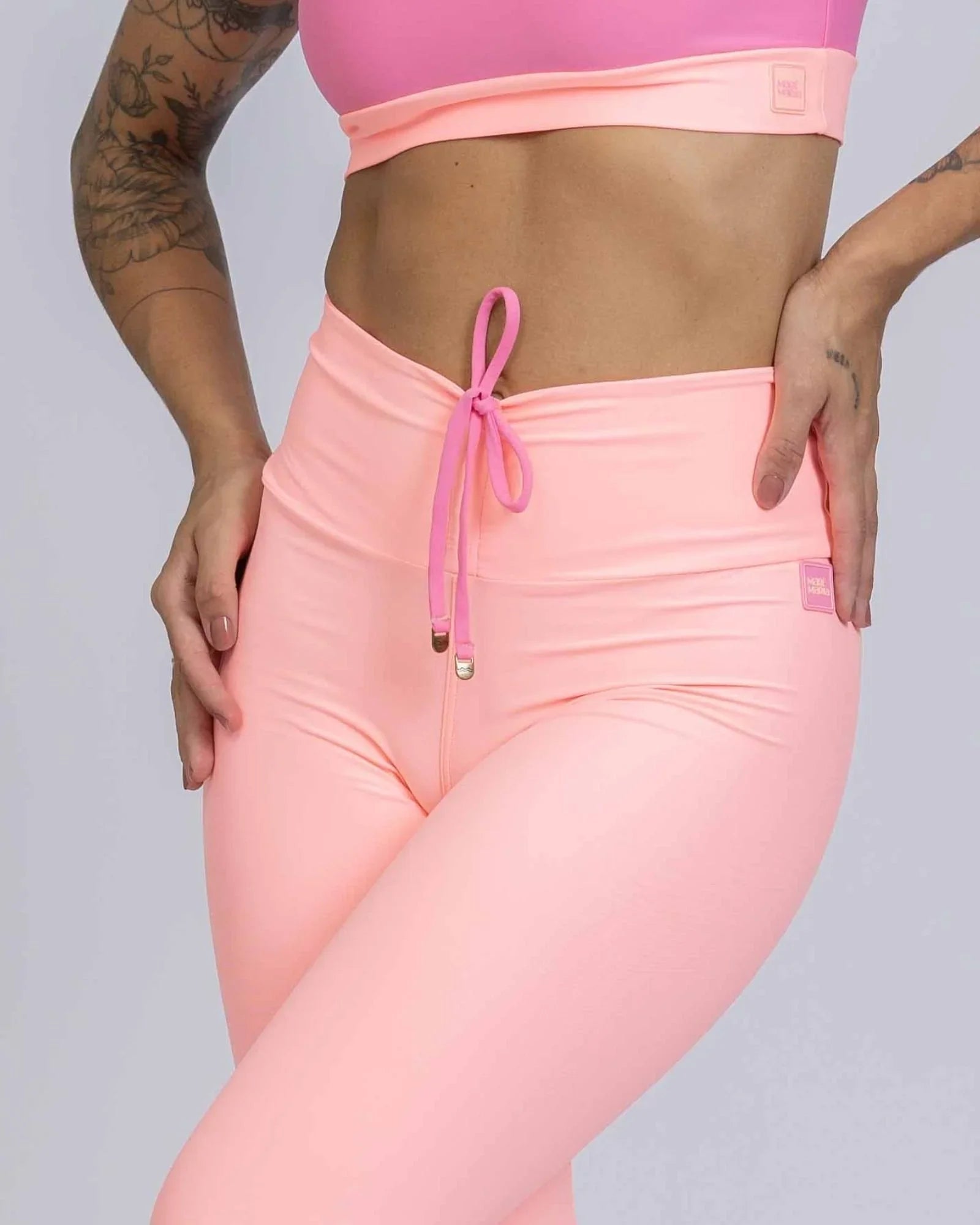 Calça Legging Slim duo Coral com Rosa Malibu