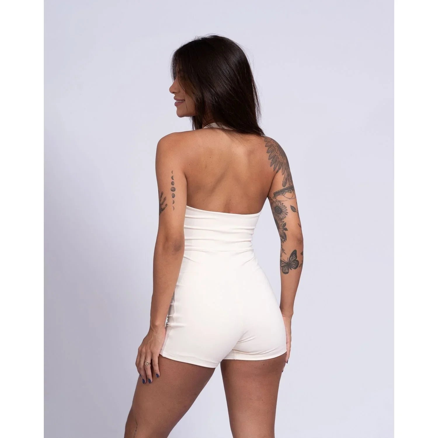 Macaquinho Fitness Native Off White Frente Unica com compressão