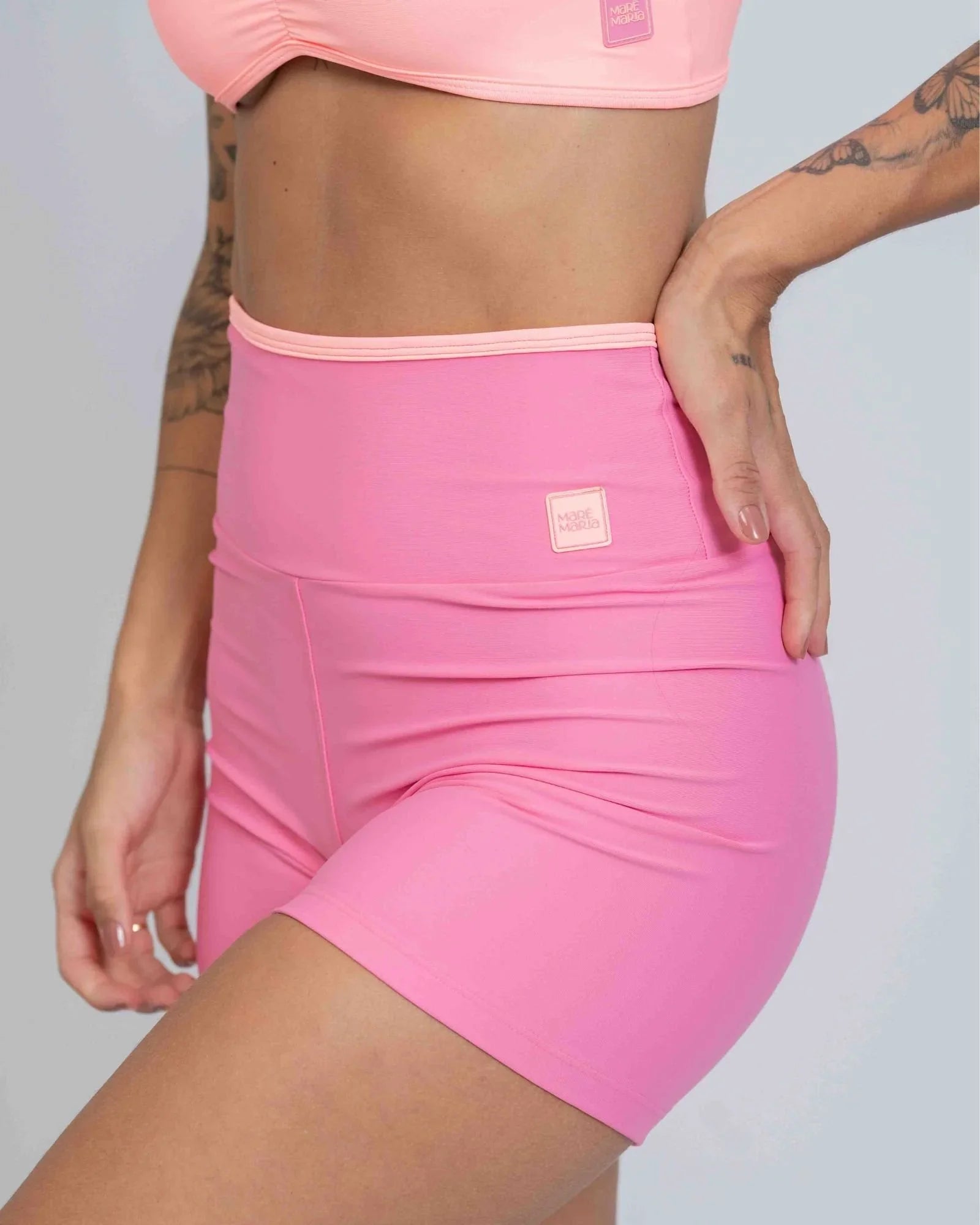 Short Fitness Line Rosa Malibu com Coral