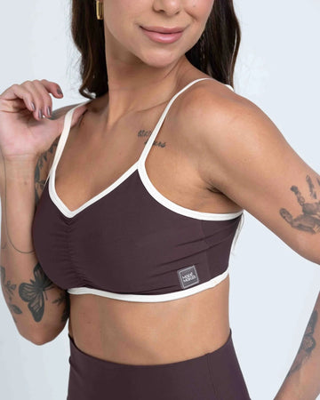 Top Fitness Fresh Duo Marrom Ébano com Off White