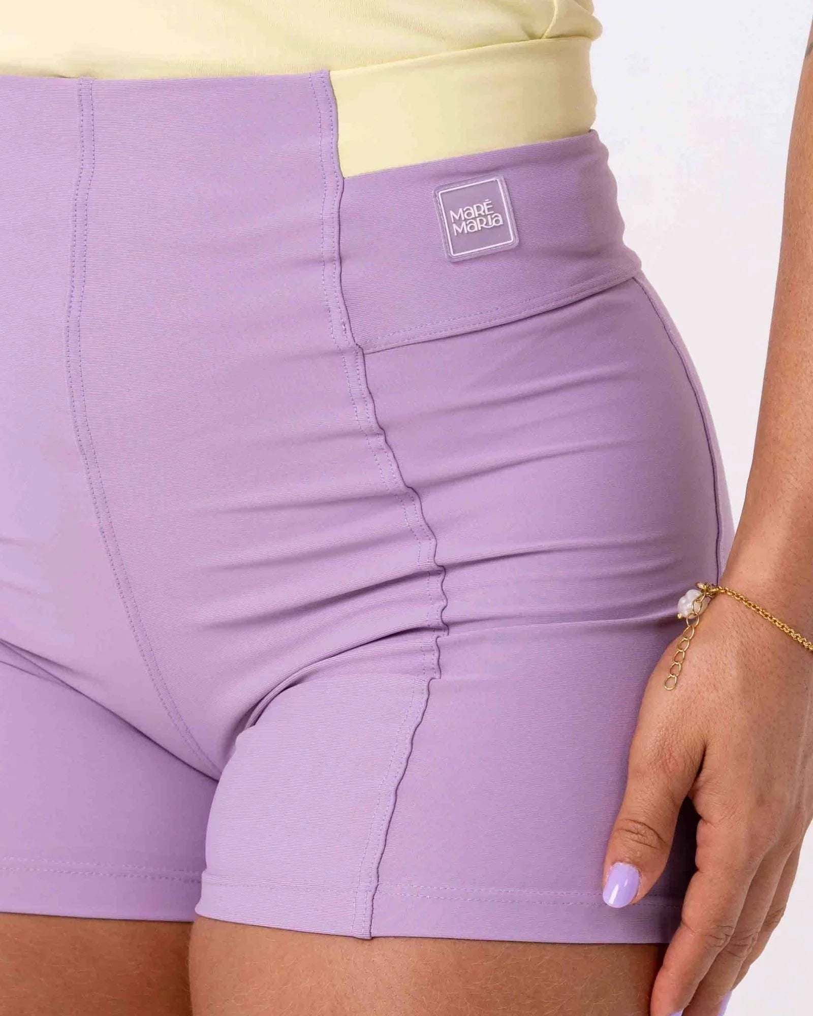 Short Fitness Classic Duo Lavanda com Chá Verde compressão S/ empina bumbum