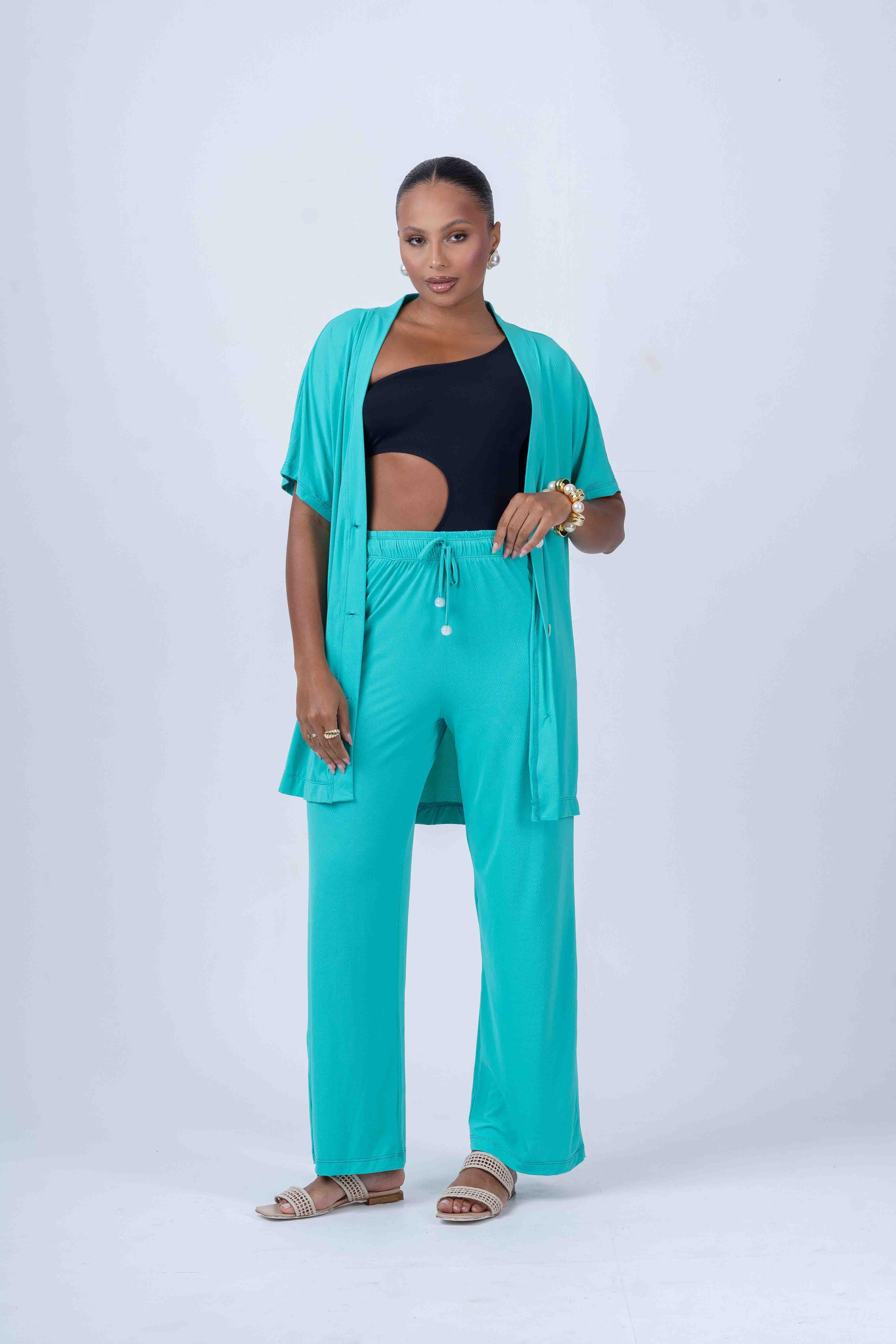 Calça pantalona beach Verde Piscina