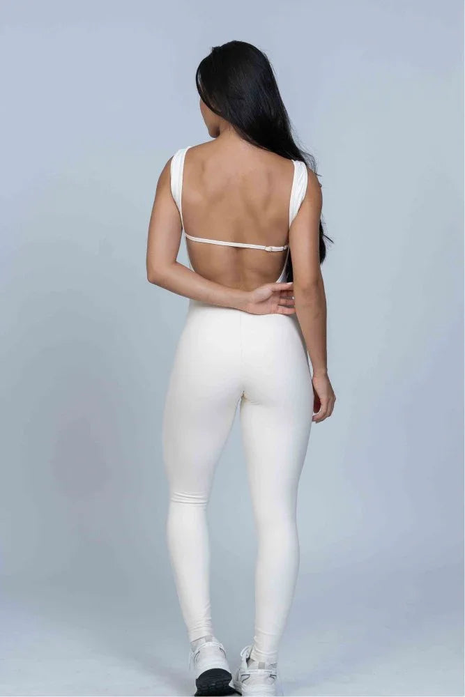 Macacão Fitness Classico Off White Compressão