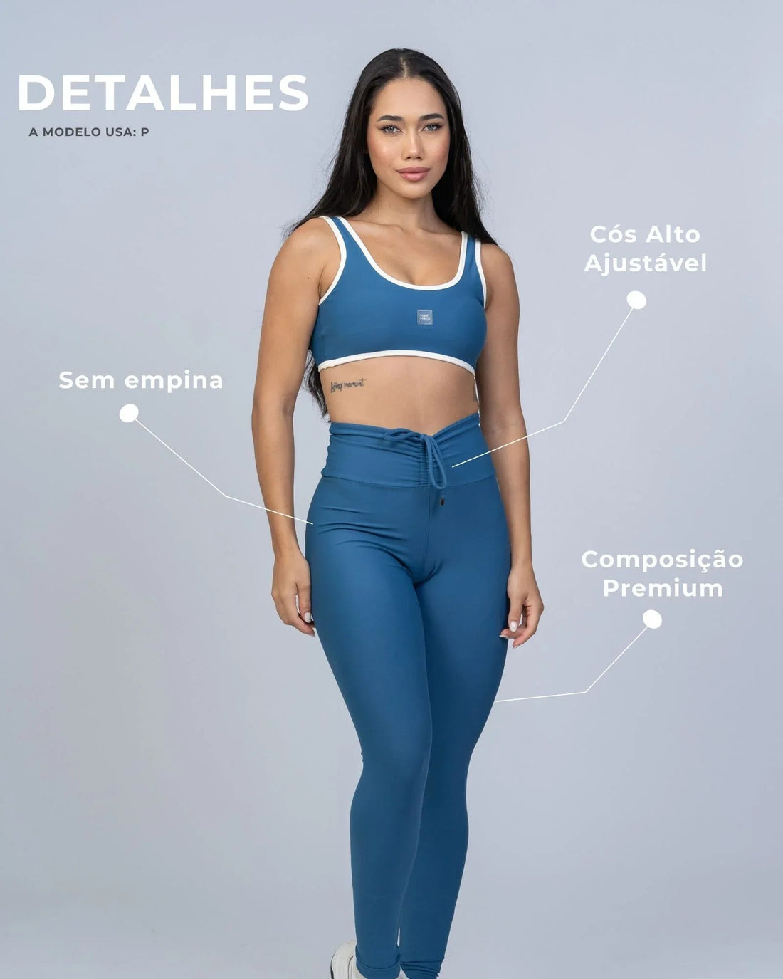 Calça Legging Slim Azul Sereia S/empina bumbum