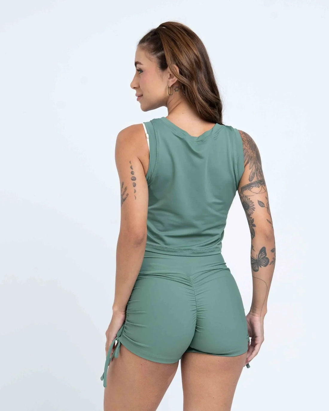 Short fitness Smile Verde Eucalipto com empina