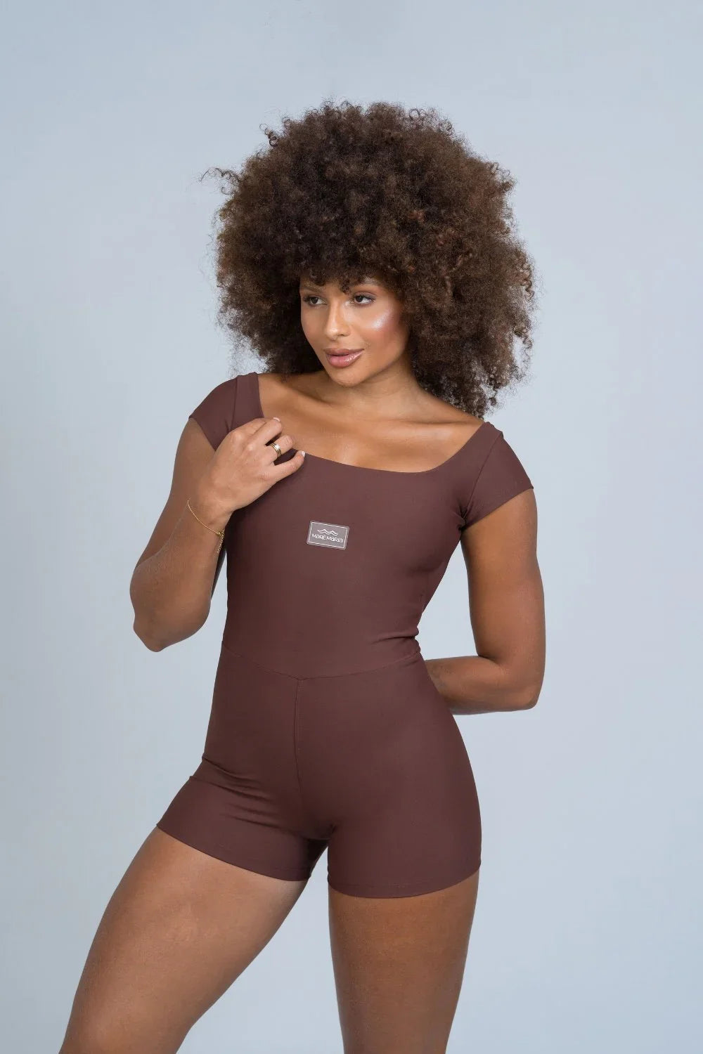 Macaquinho Fitness Wave Chocolate Dark compressão