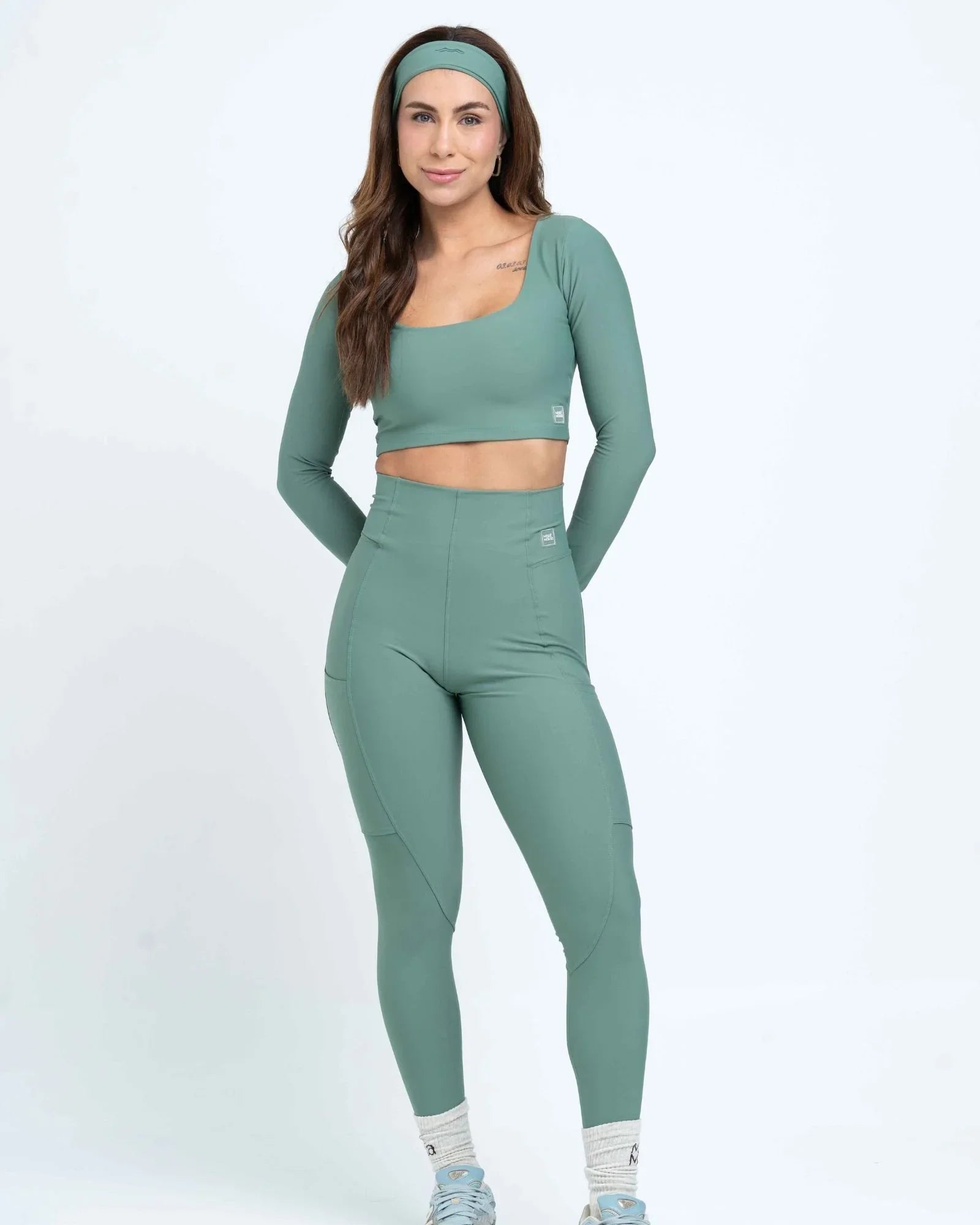 Calça Classic Verde Eucalipto com compressão com bolso