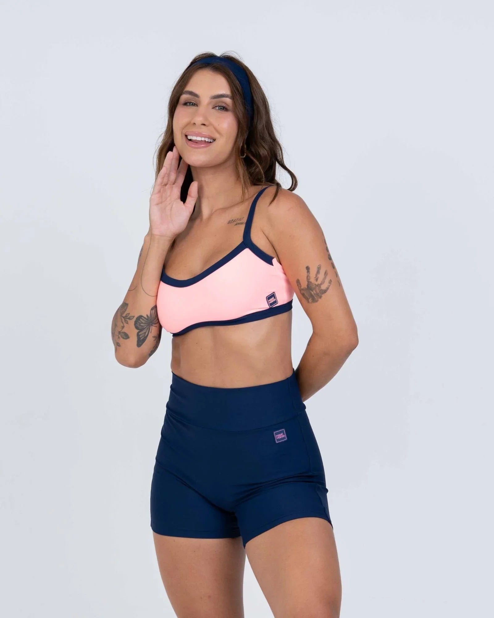 Short Confort sem costura frontal Azul Marinho compressão sem empina