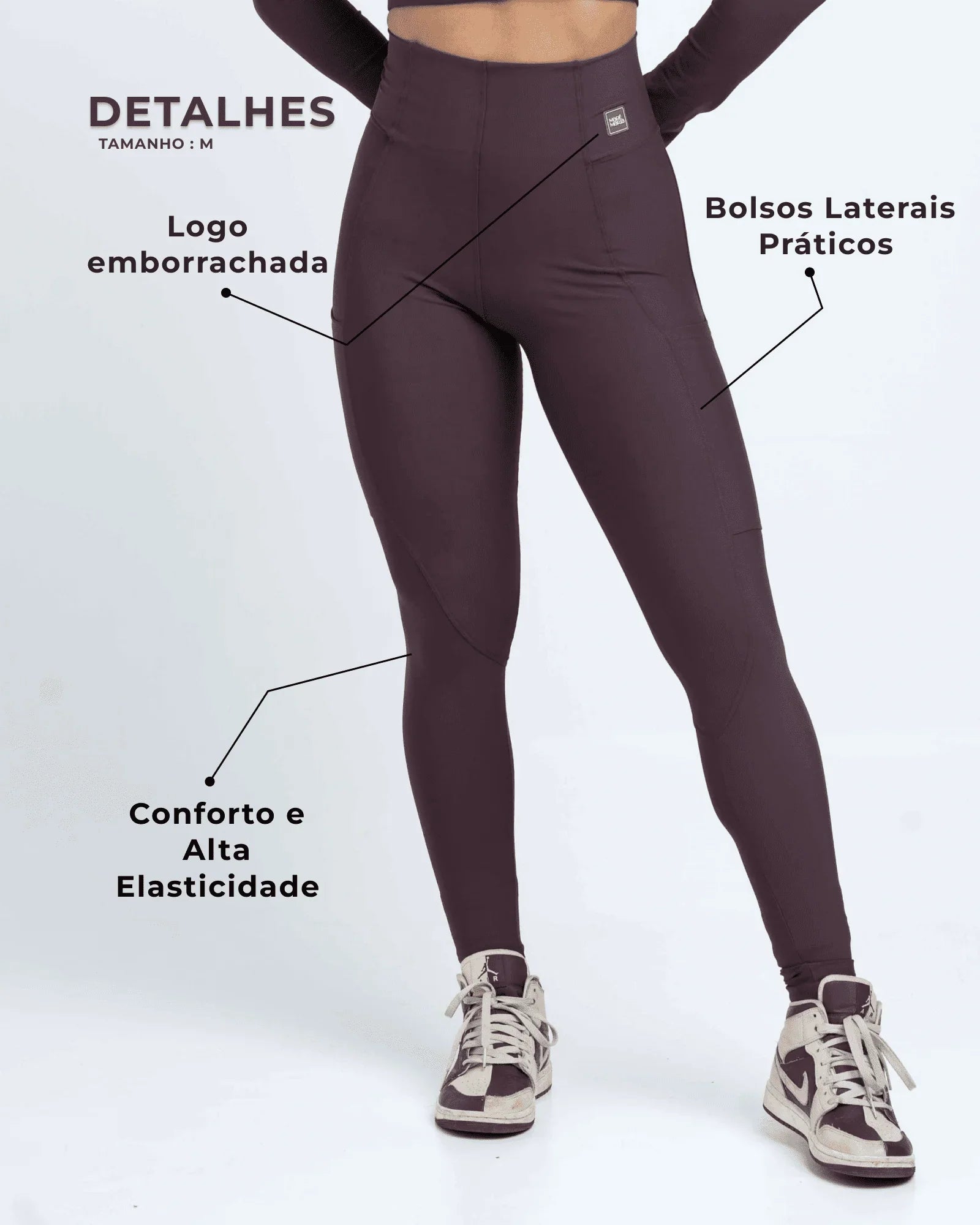 Calça Classic Marrom Ébano compressão com bolso