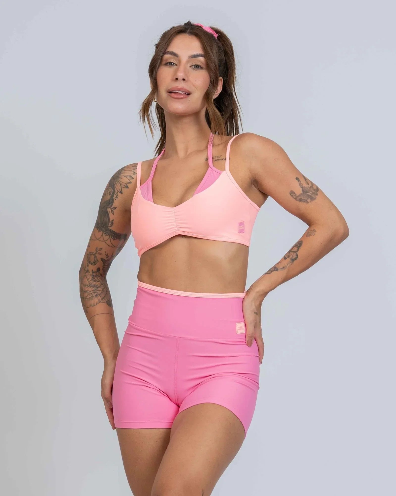 Short Fitness Line Rosa Malibu com Coral