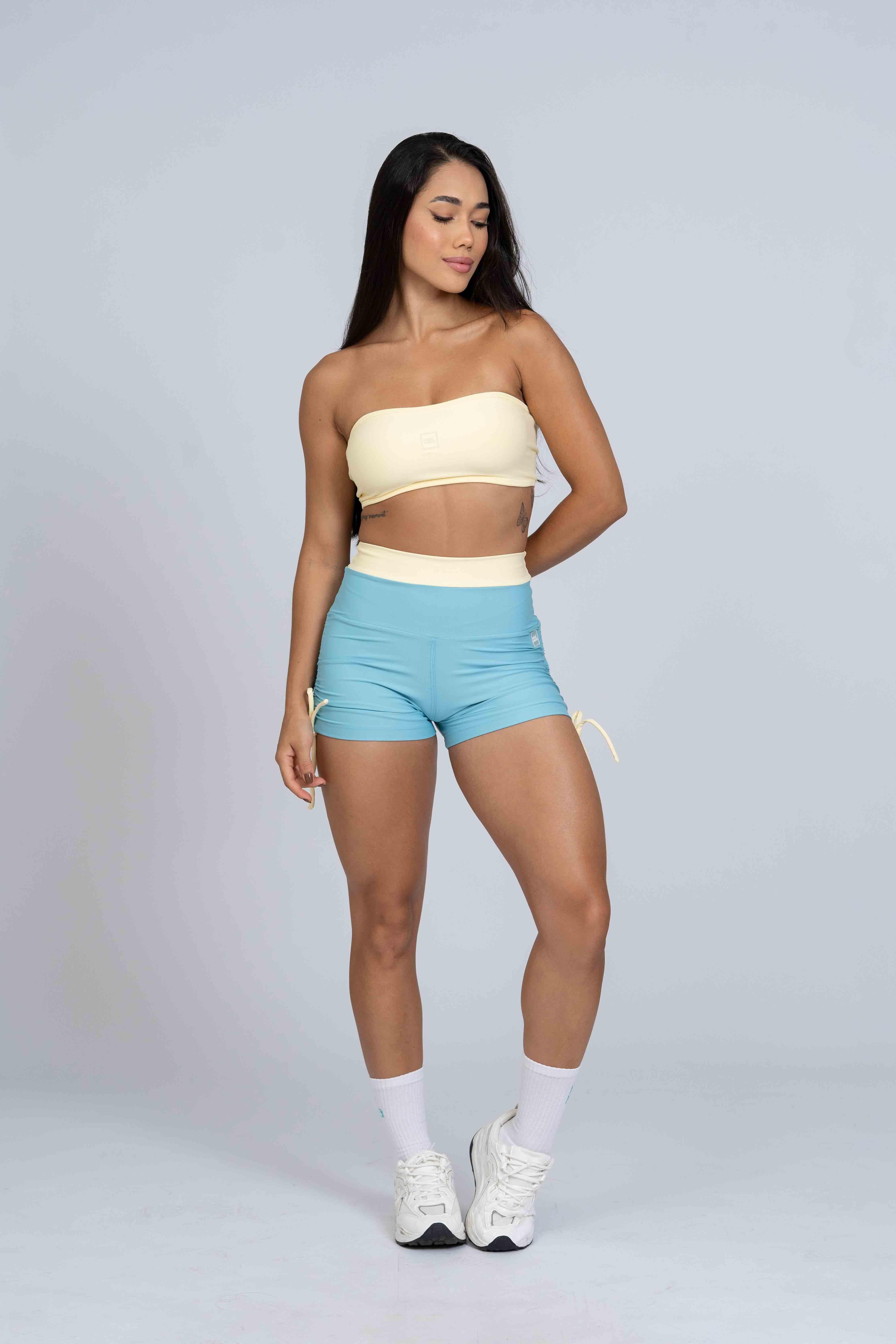 Short Smile Duo Azul céu e Amarelo Brisa