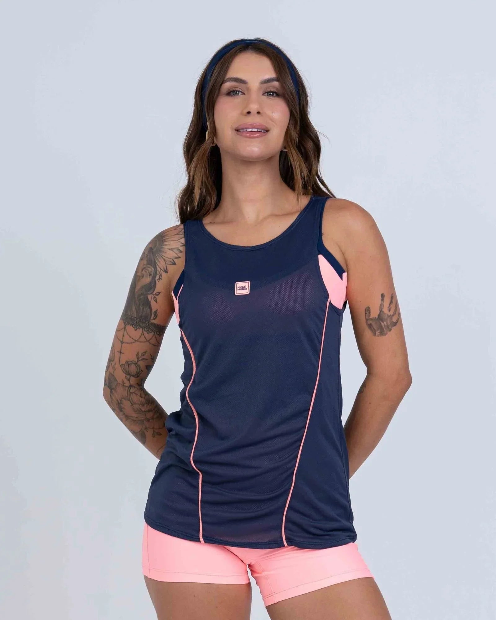 Regata Fitness Ella Azul Marinho com Coral