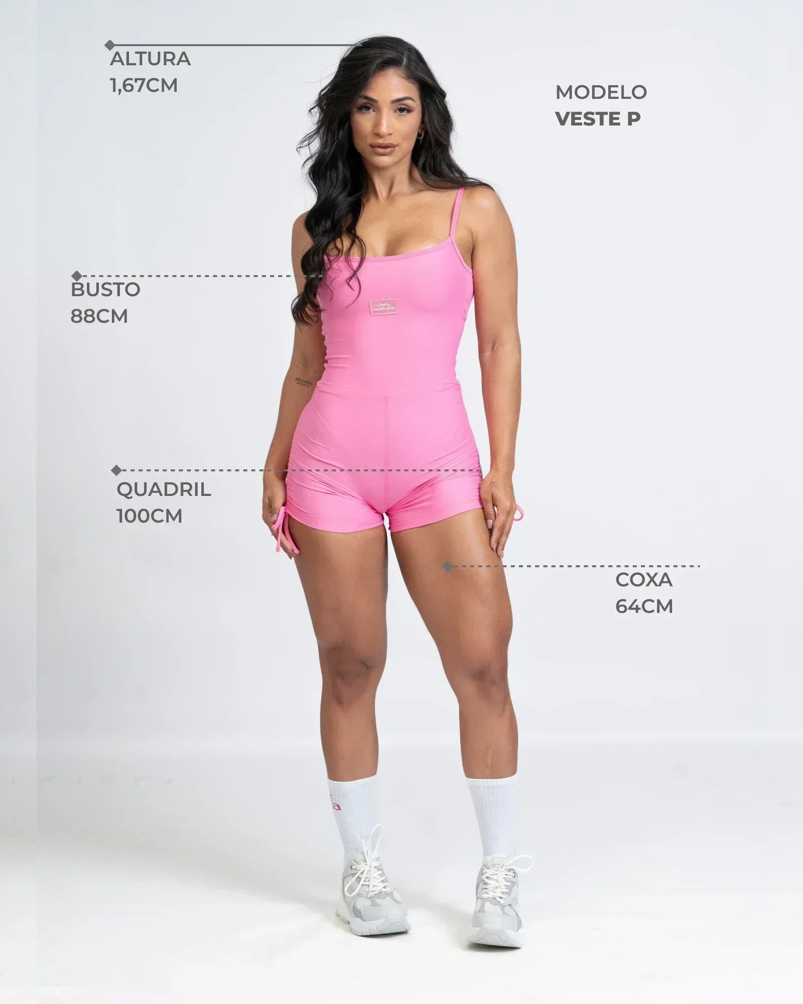 Macaquinho Fitness Flow Rosa Malibu com bolso