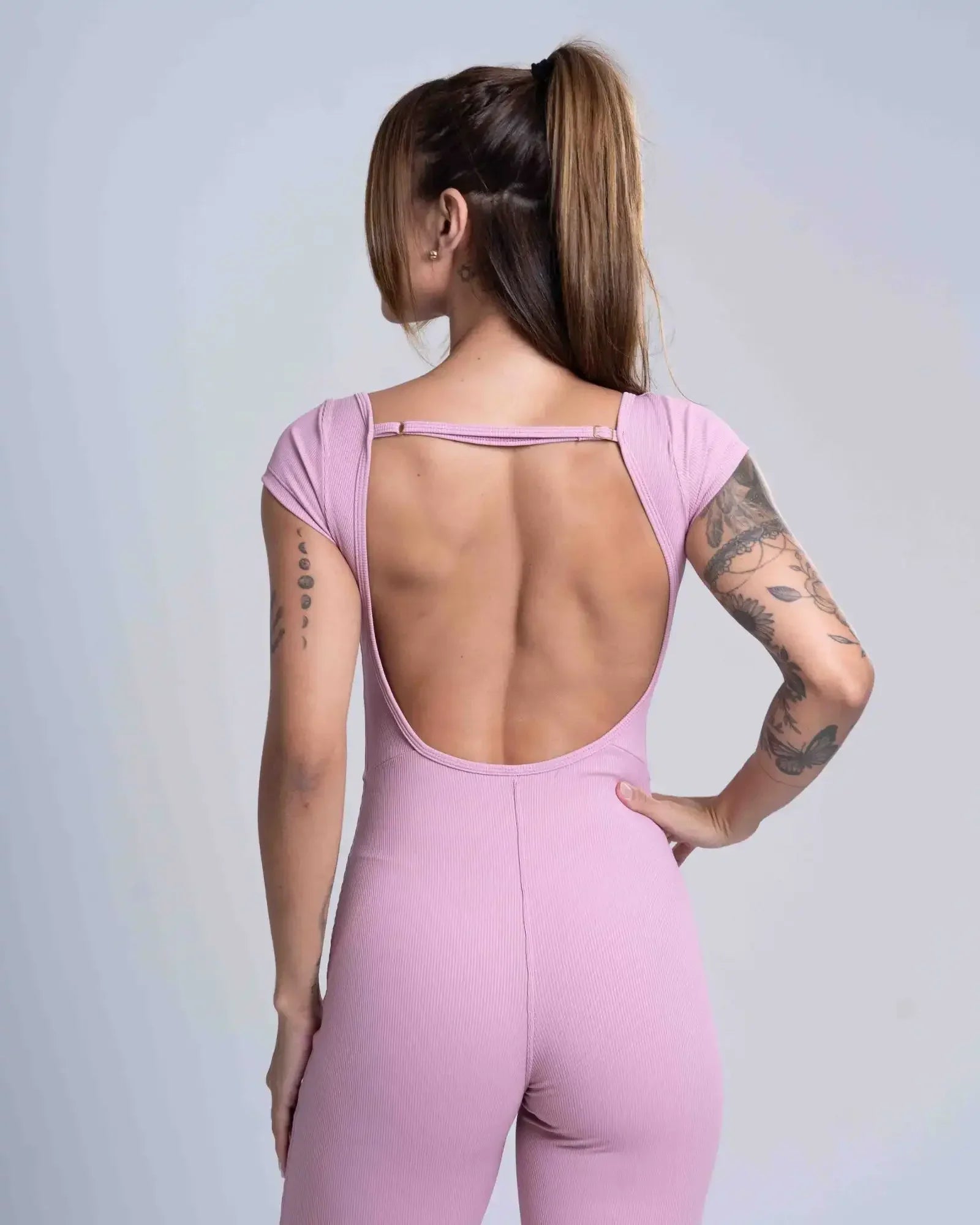 Macacão Wave Canelado sem costura frontal