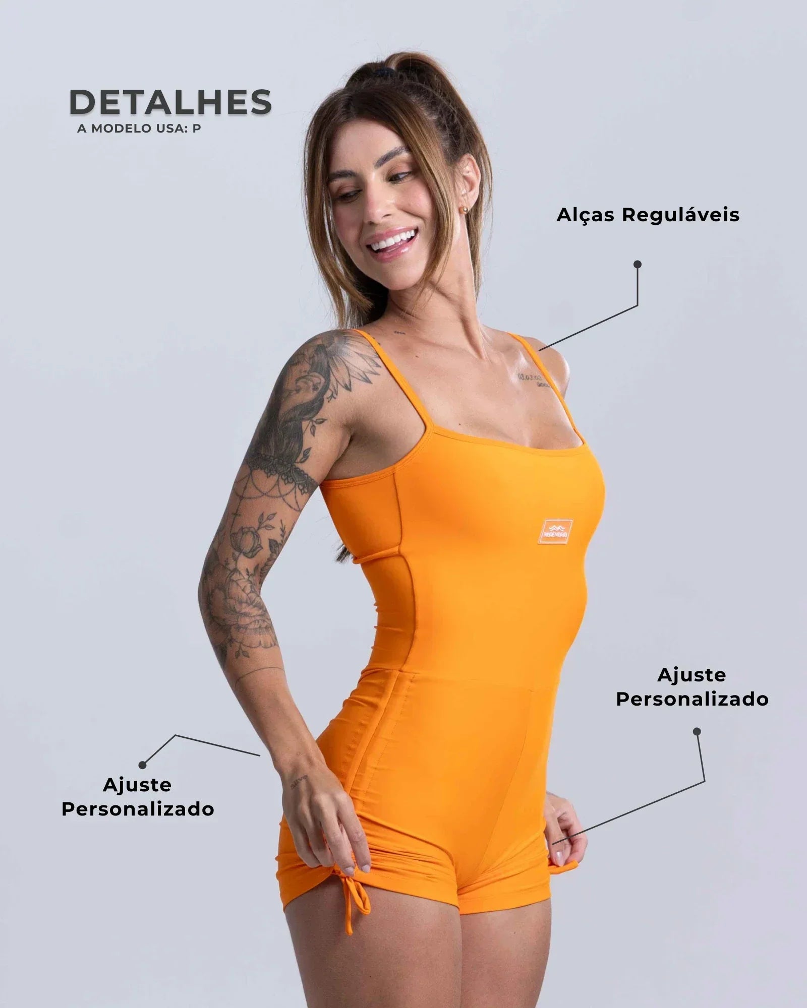 Macaquinho New Pérola Tangerina com empina