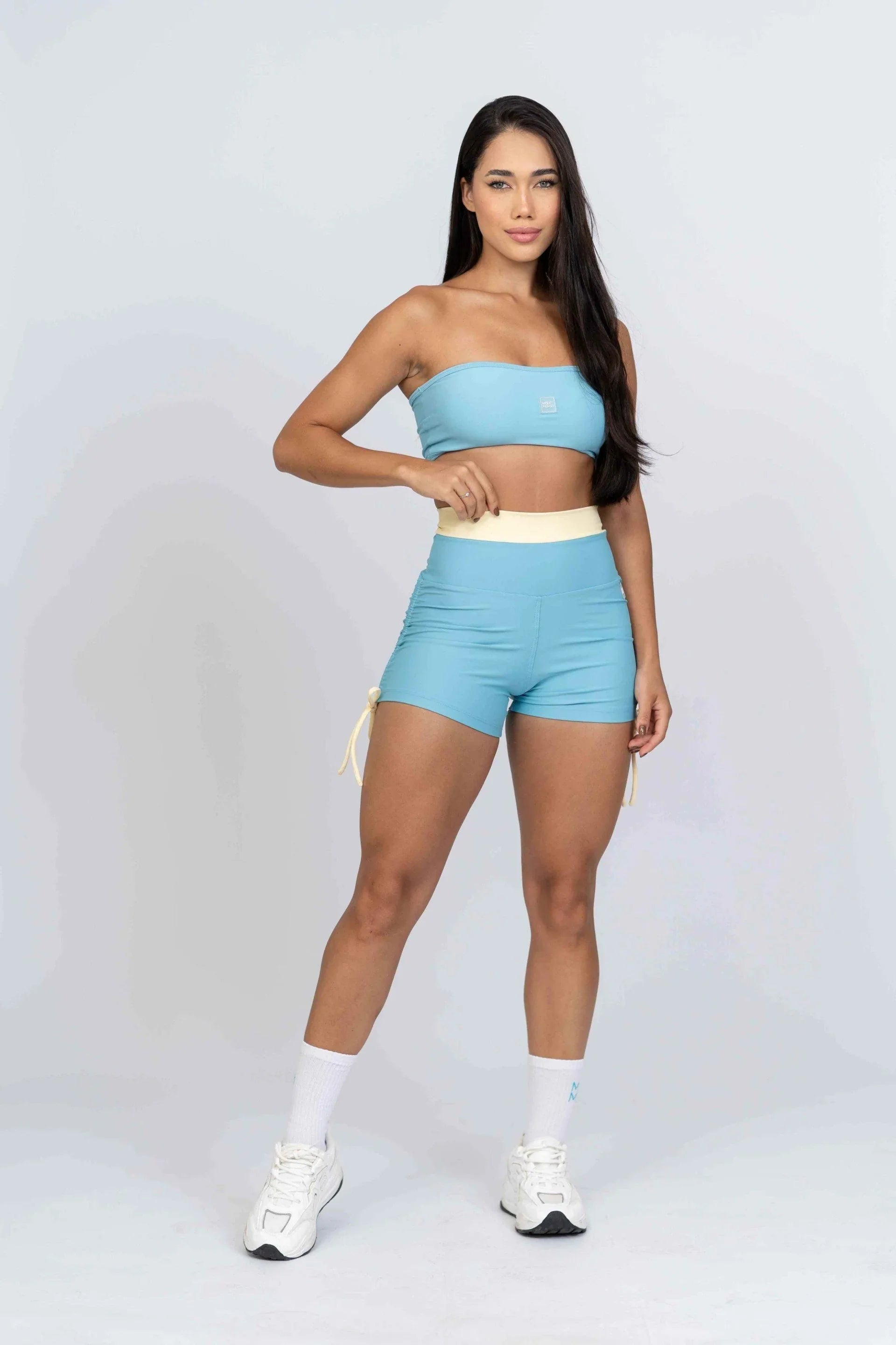 Short Smile Duo Azul céu e Amarelo Brisa