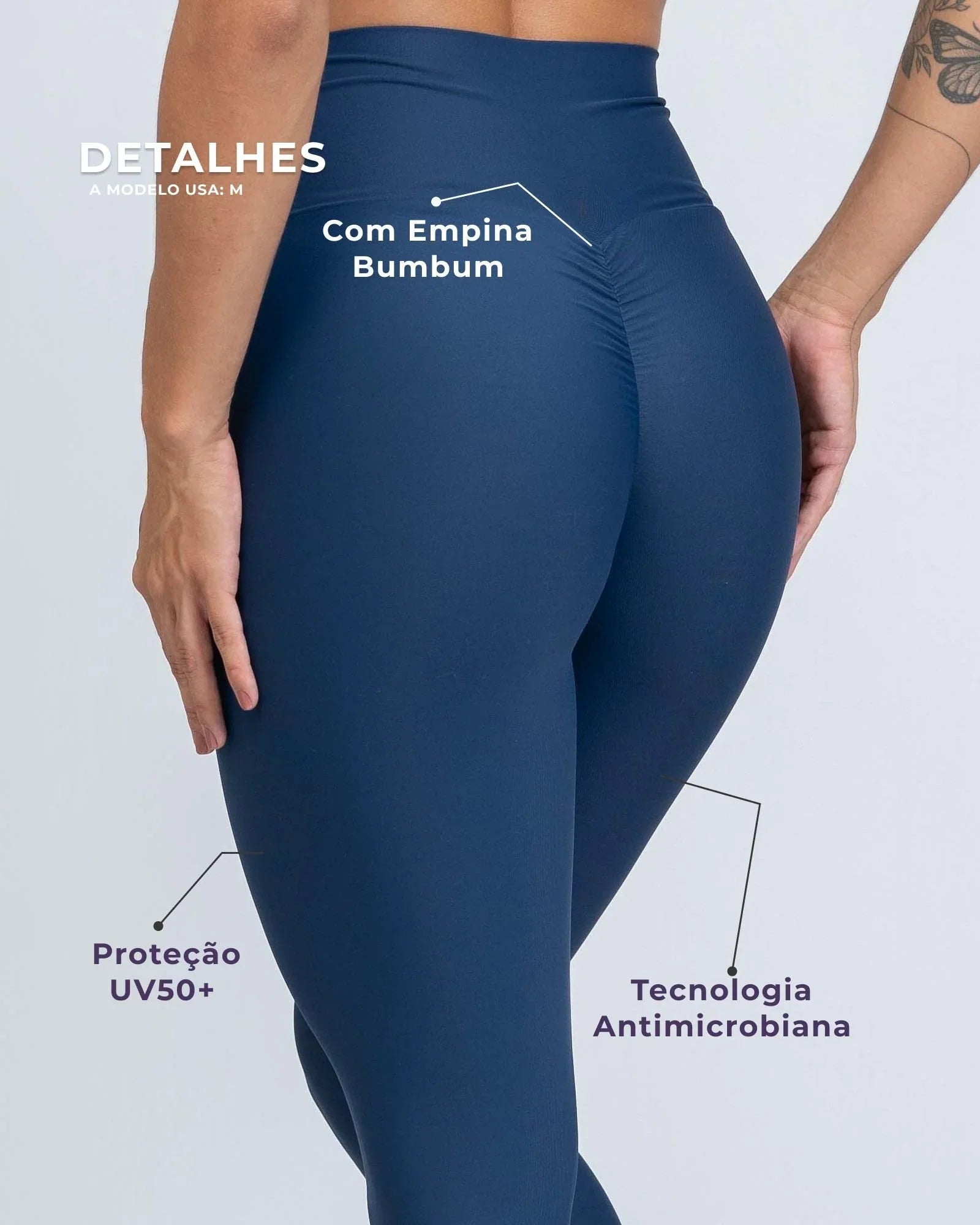 Calça Legging Slim Match Point Azul Marinho