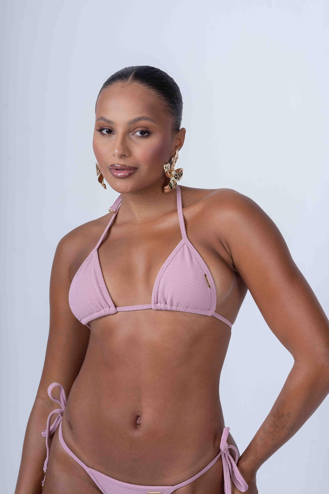 Top Cortininha de Lacinho Rosa Glam