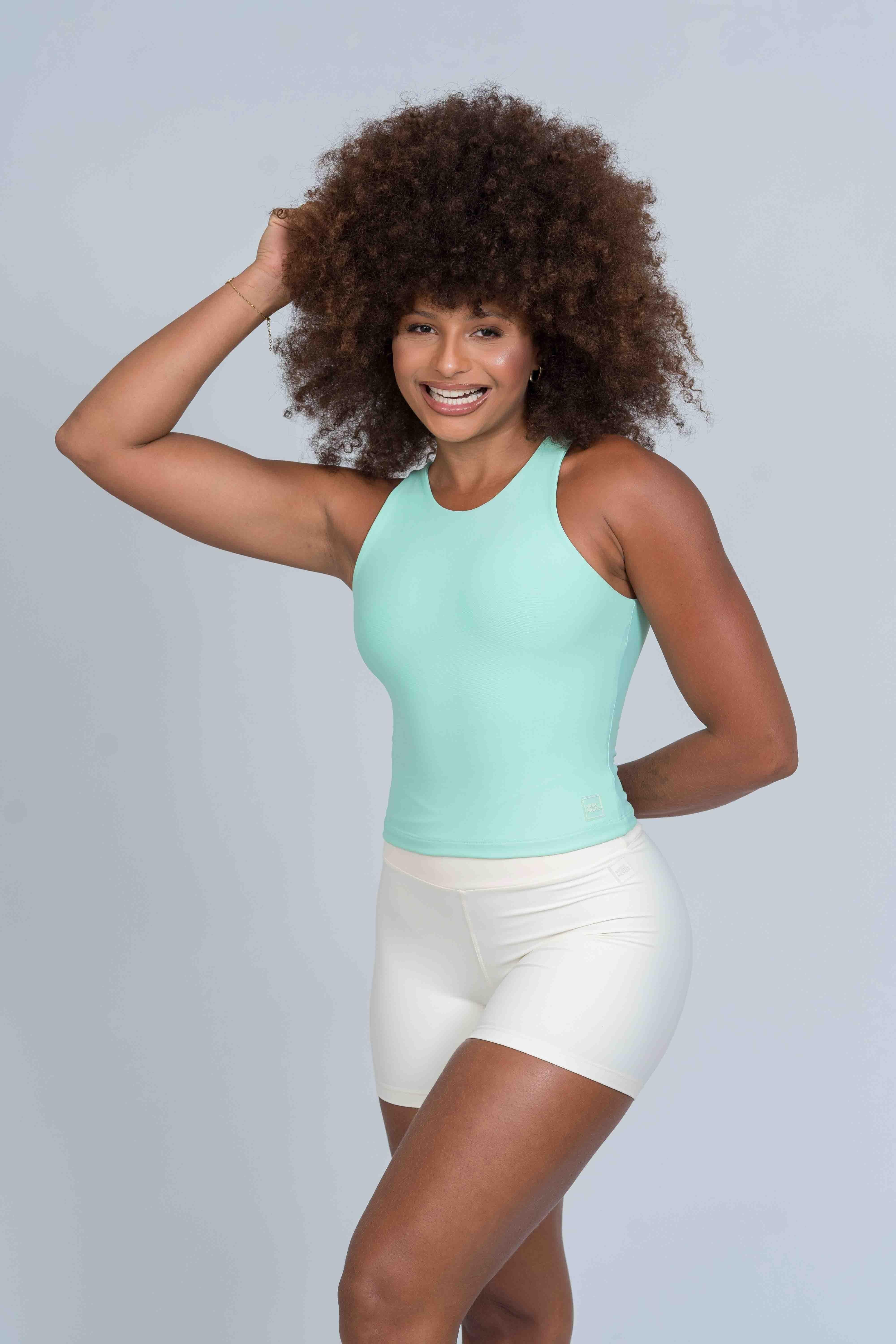 Blusa Fitness Casual Charlote Verde Menta compressão