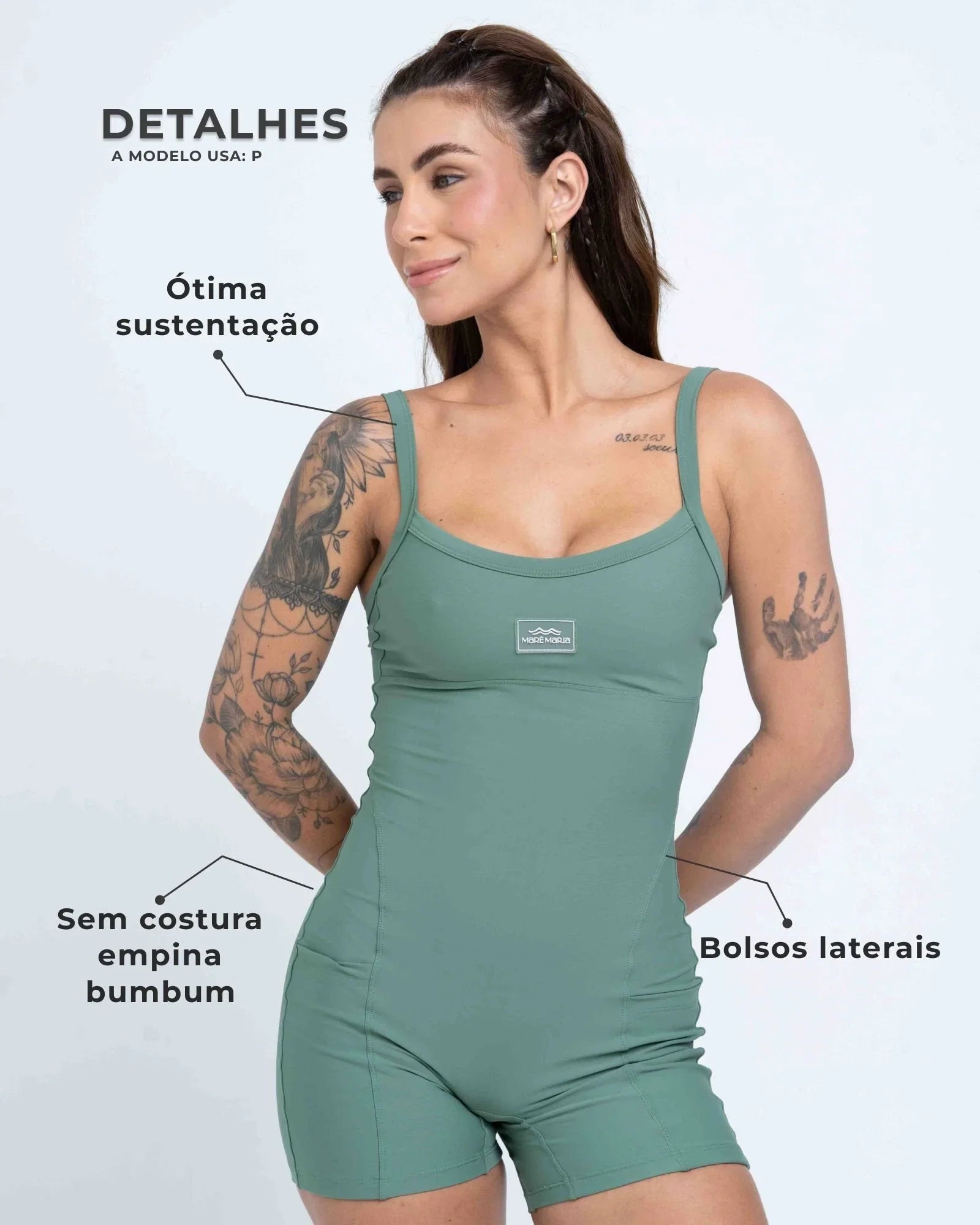 Macaquinho Fitness Flow Verde Eucalipto