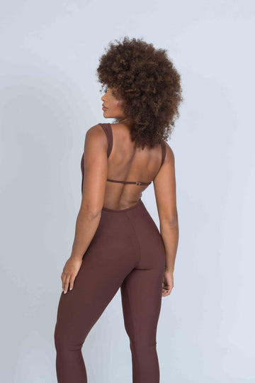 Macacão Fitness Clássico Chocolate Dark compressão