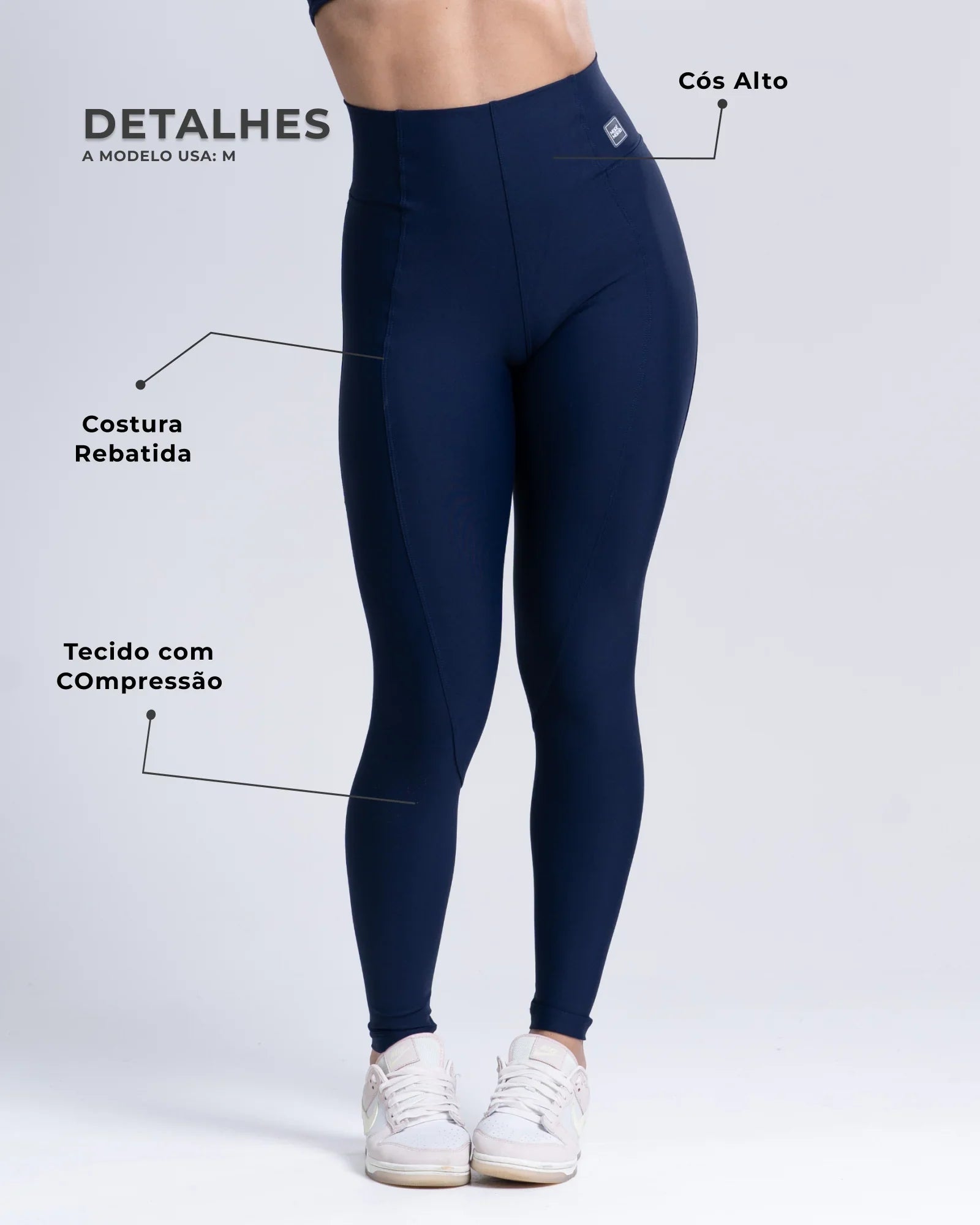 Calça Legging Classic Azul Dark compressão sem empina bumbum