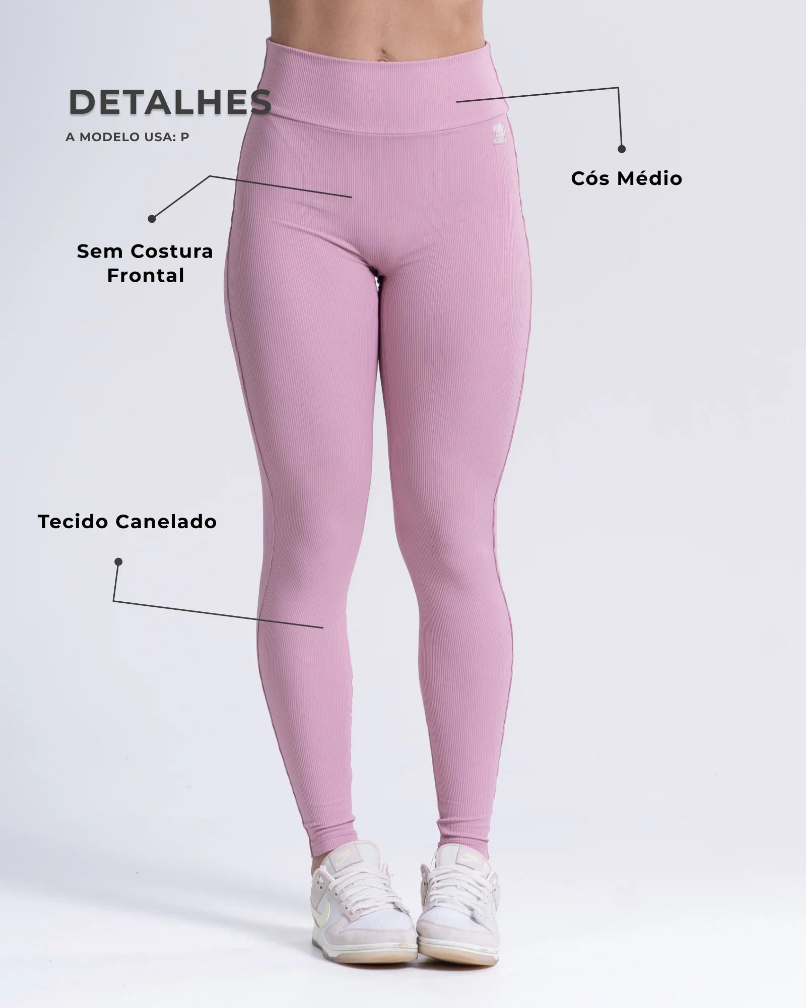 Calça Fitness Confort Canelado sem costura frontal