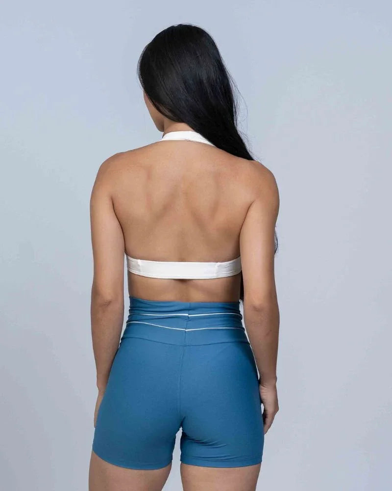 Short Corrida Azul Sereia compressão e Vivo Off White