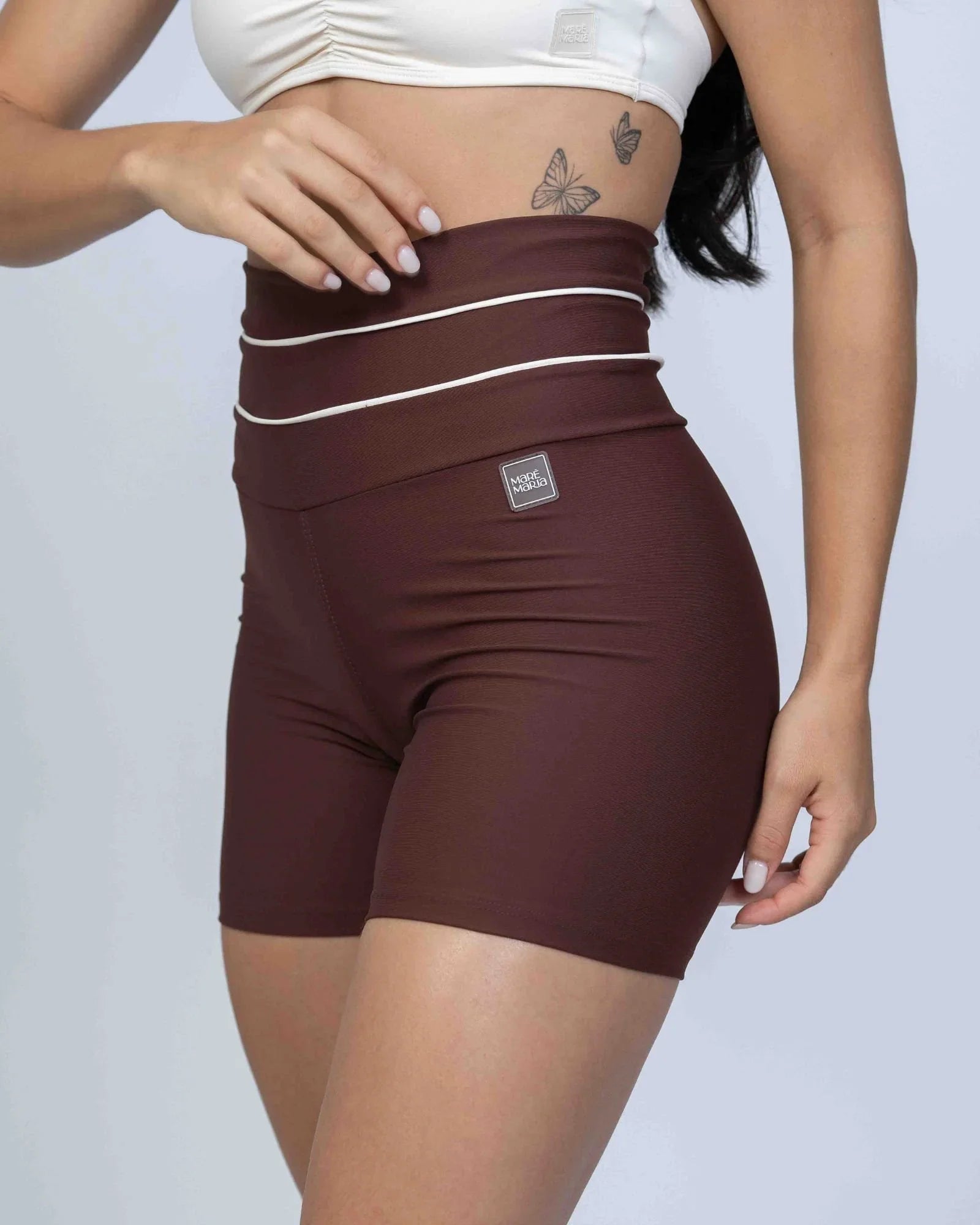 Short Corrida Chocolate Dark compressão com Vivo Off S/empina