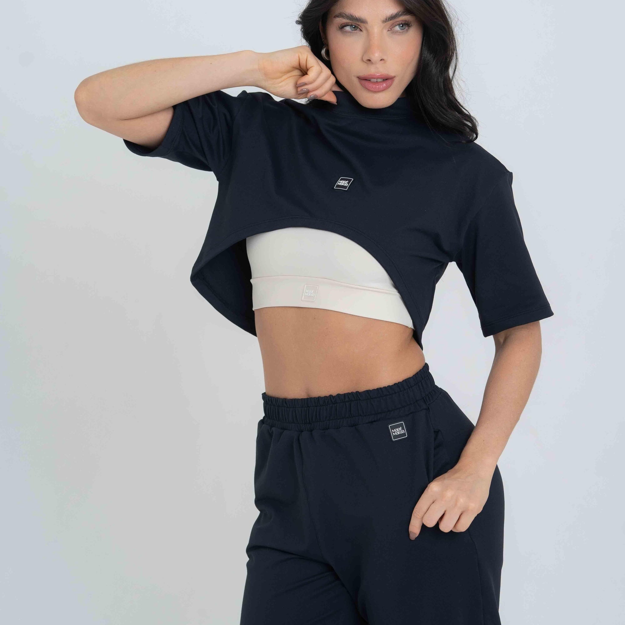 Dueto de Cropped Mach Preto com Luna