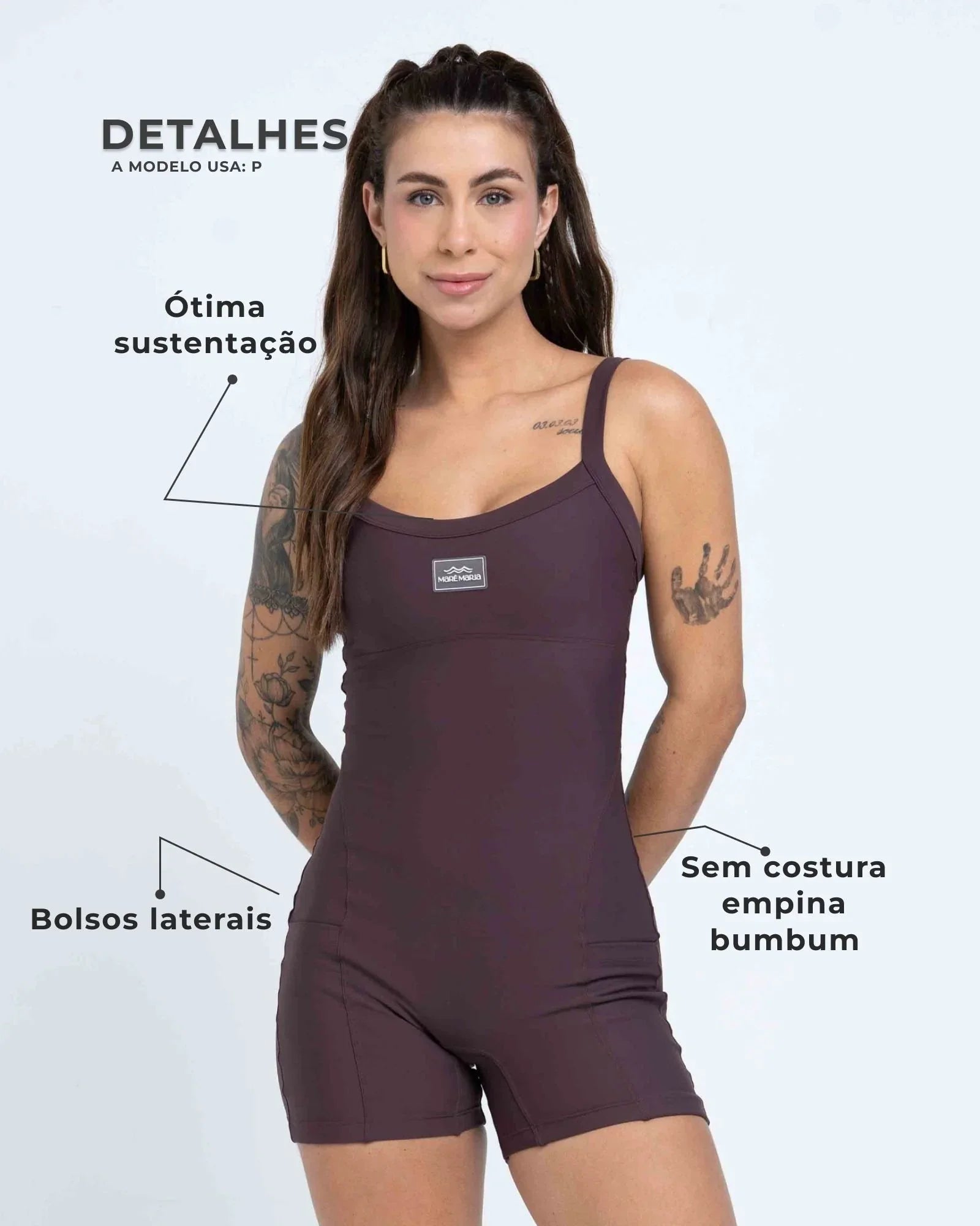 Macaquinho Fitness Flow Marrom Ébano