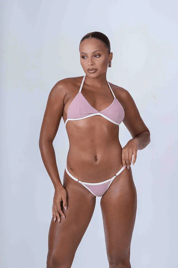 Top Cortininha Fixo Rosa Glam com Off White