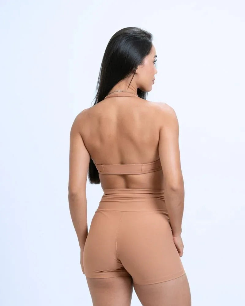 Short Fitness Slim Mocha Mousse compressão sem empina bumbum