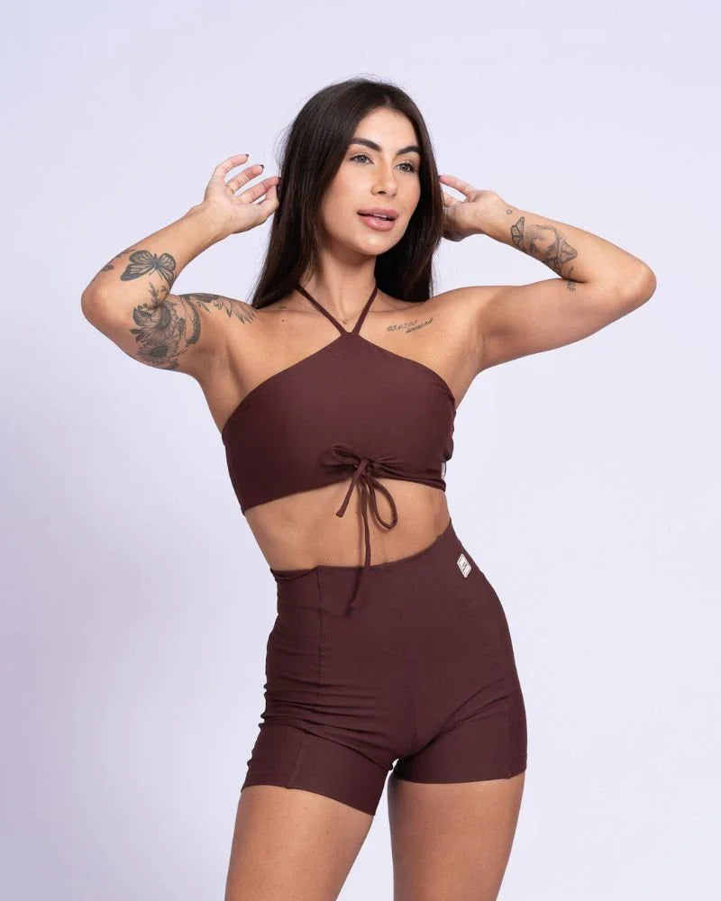 Short Classic Chocolate Dark compressão s/empina