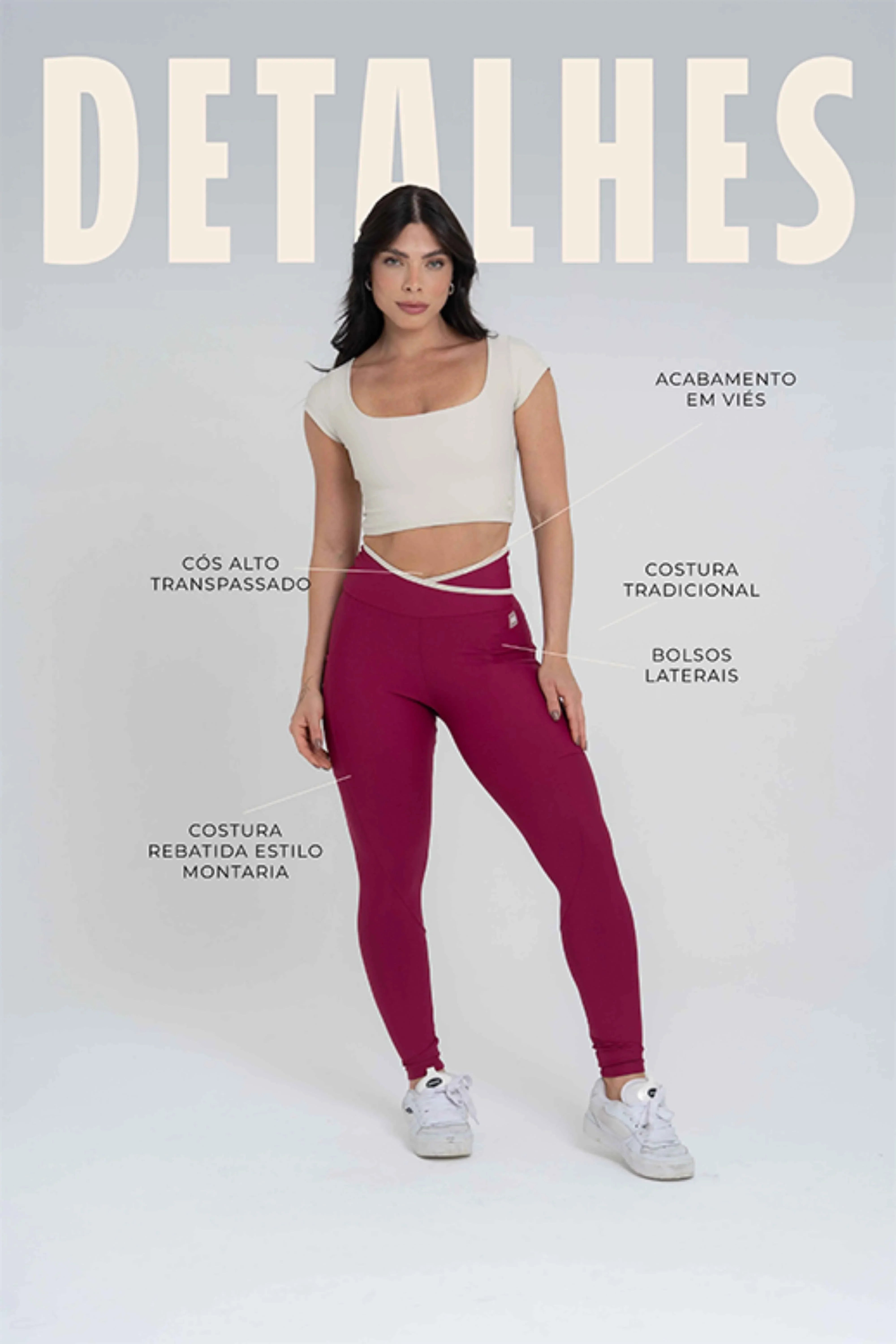 Legging Fusion Rouge Viés Luna compressão