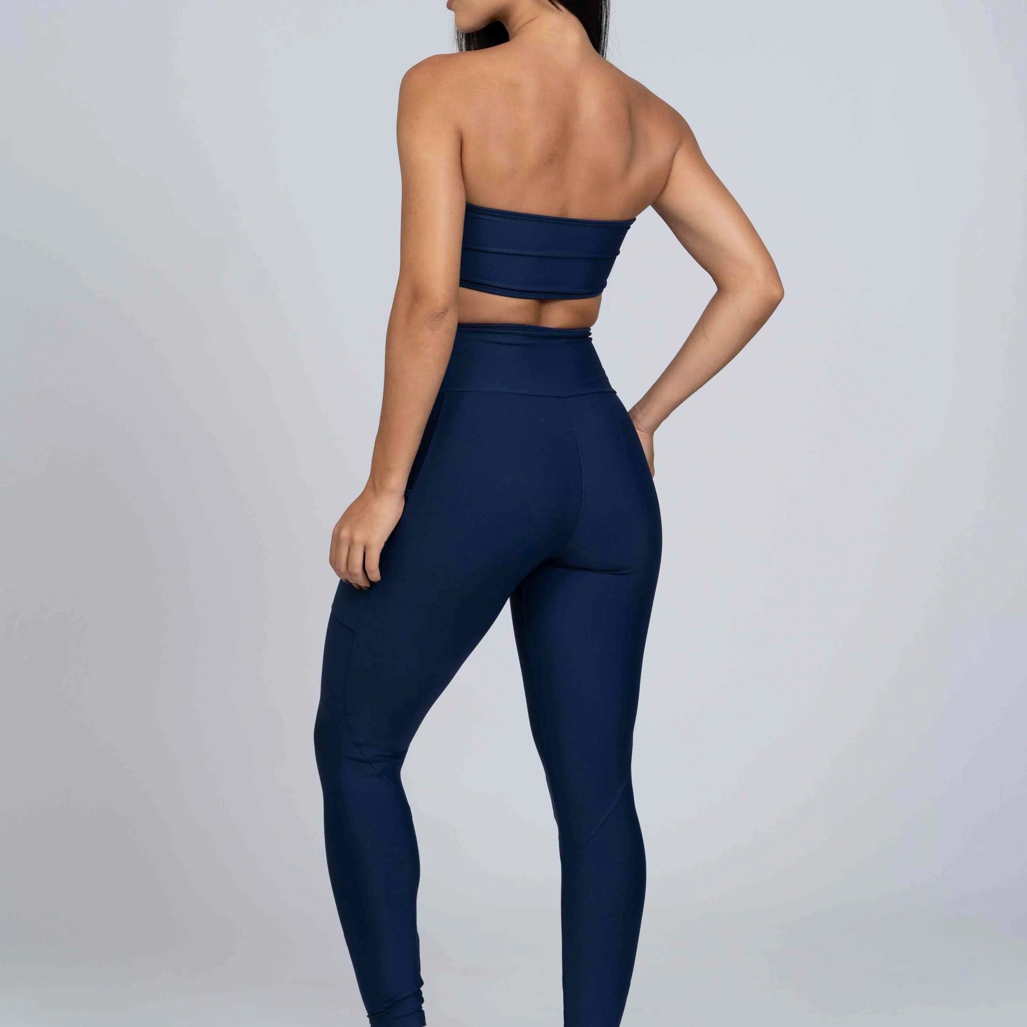 Legging Fusion Azul Marinho e Viés Marinho compressão