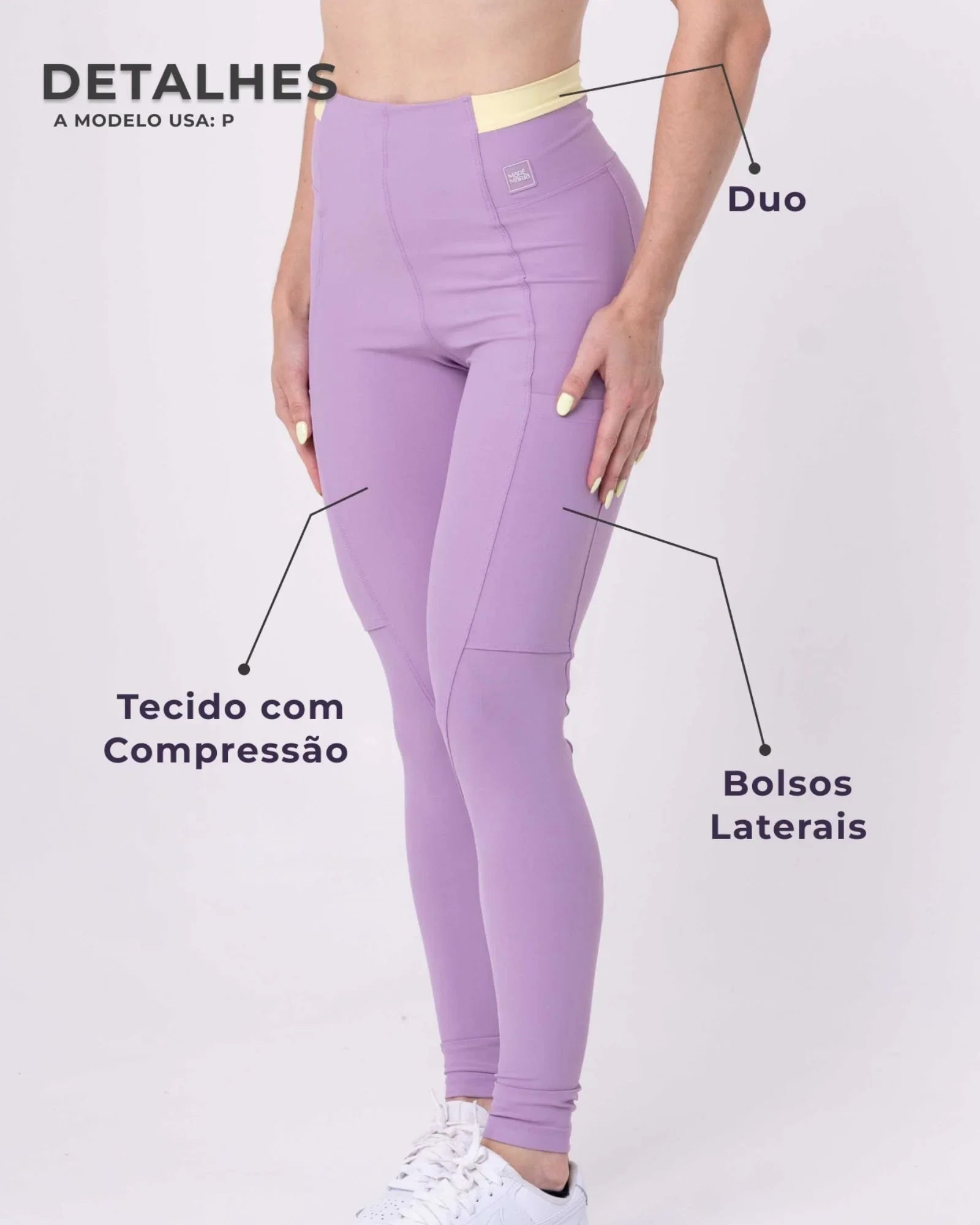 Calça Classic Duo Lavanda com Chá Verde Compressão c/ bolso