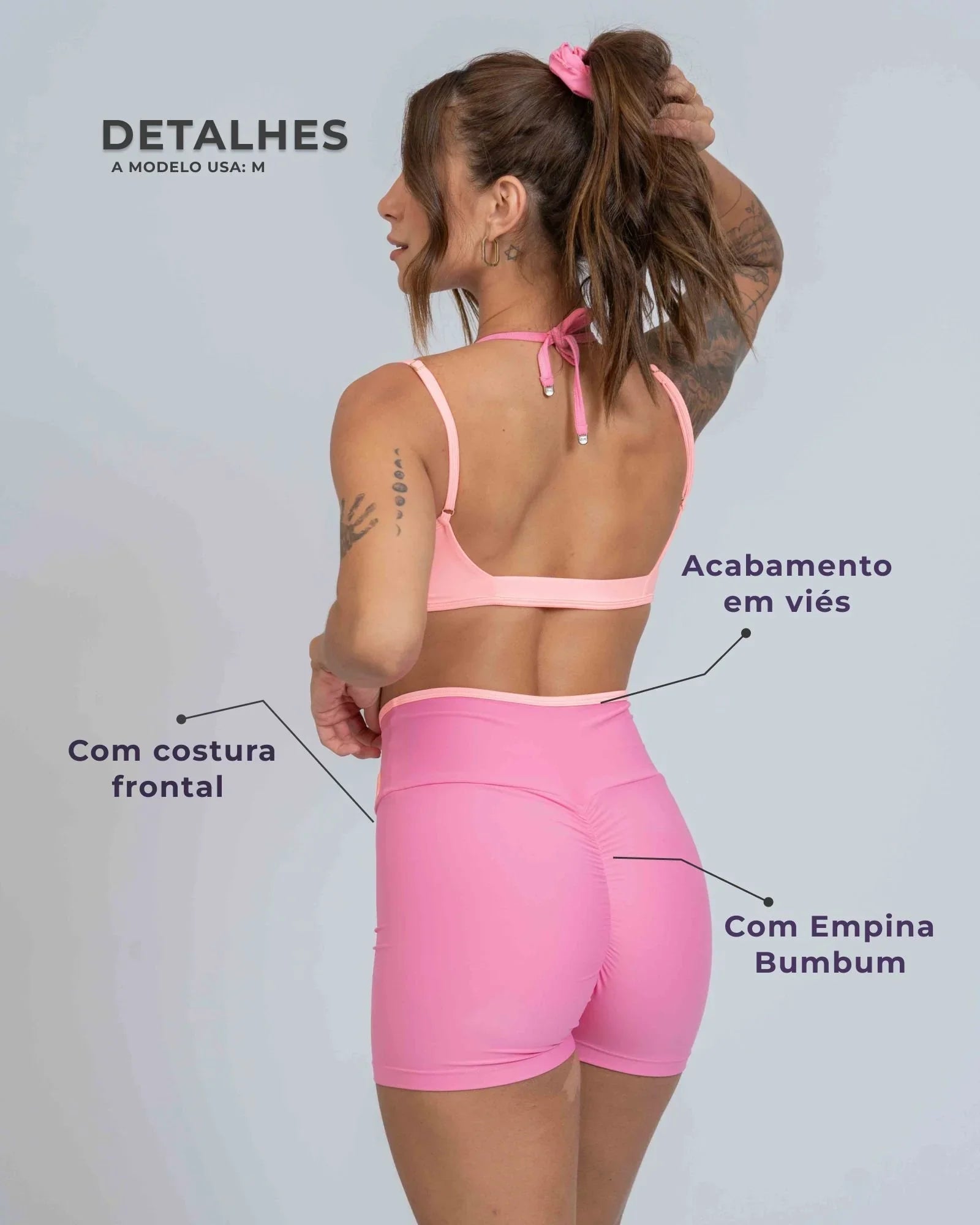 Short Fitness Line Rosa Malibu com Coral